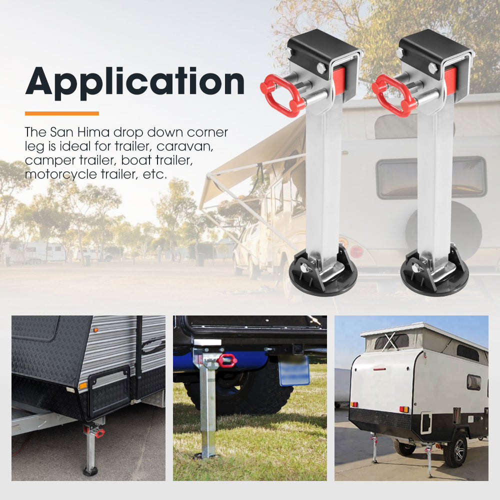 4x 550mm Drop Down Corner Steadies Stabilizer Legs Caravan Camper Trailer - Sunyee