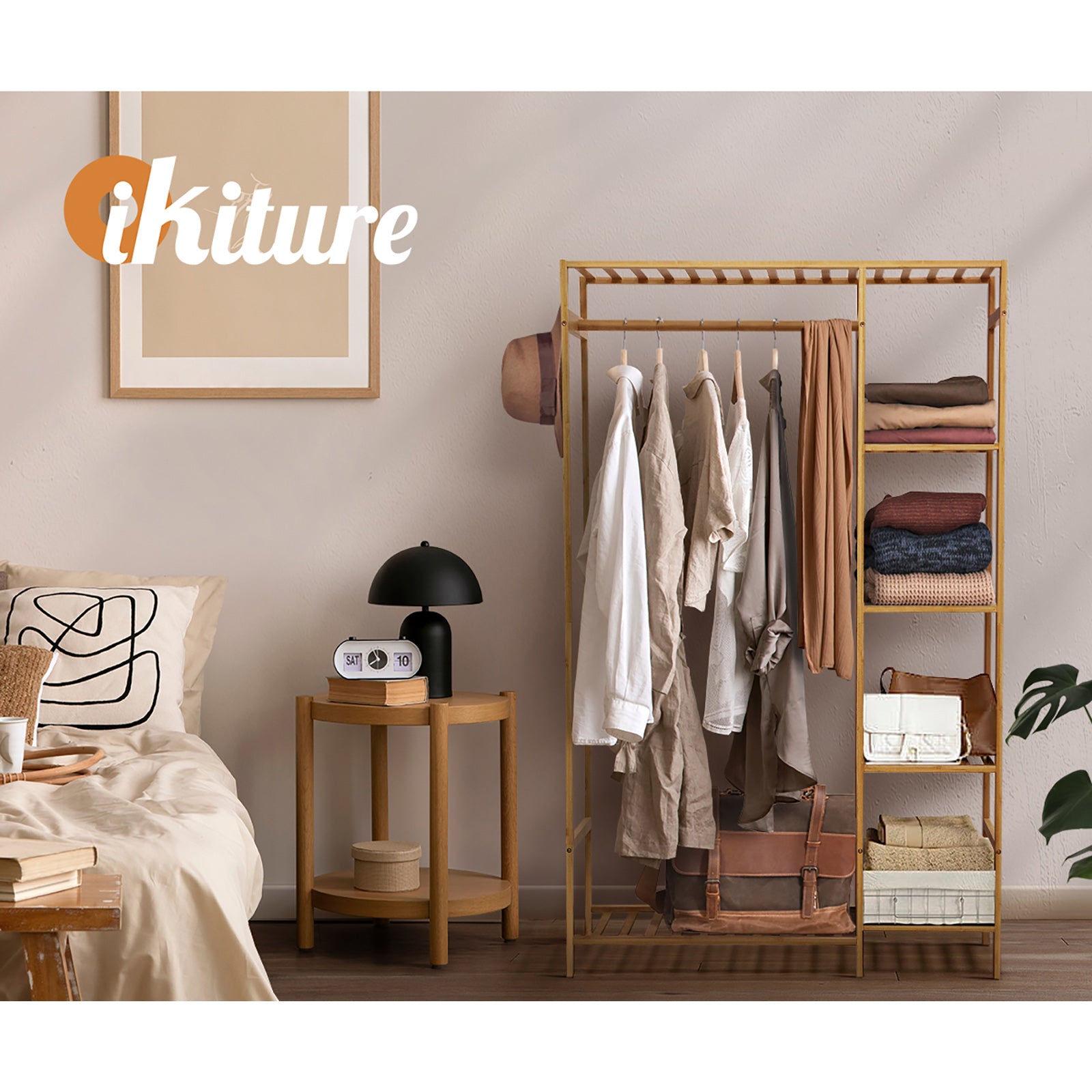 Oikiture Open Wardrobe Portable Rack Hanging Clothes Organizer Storage Shelves - Sunyee