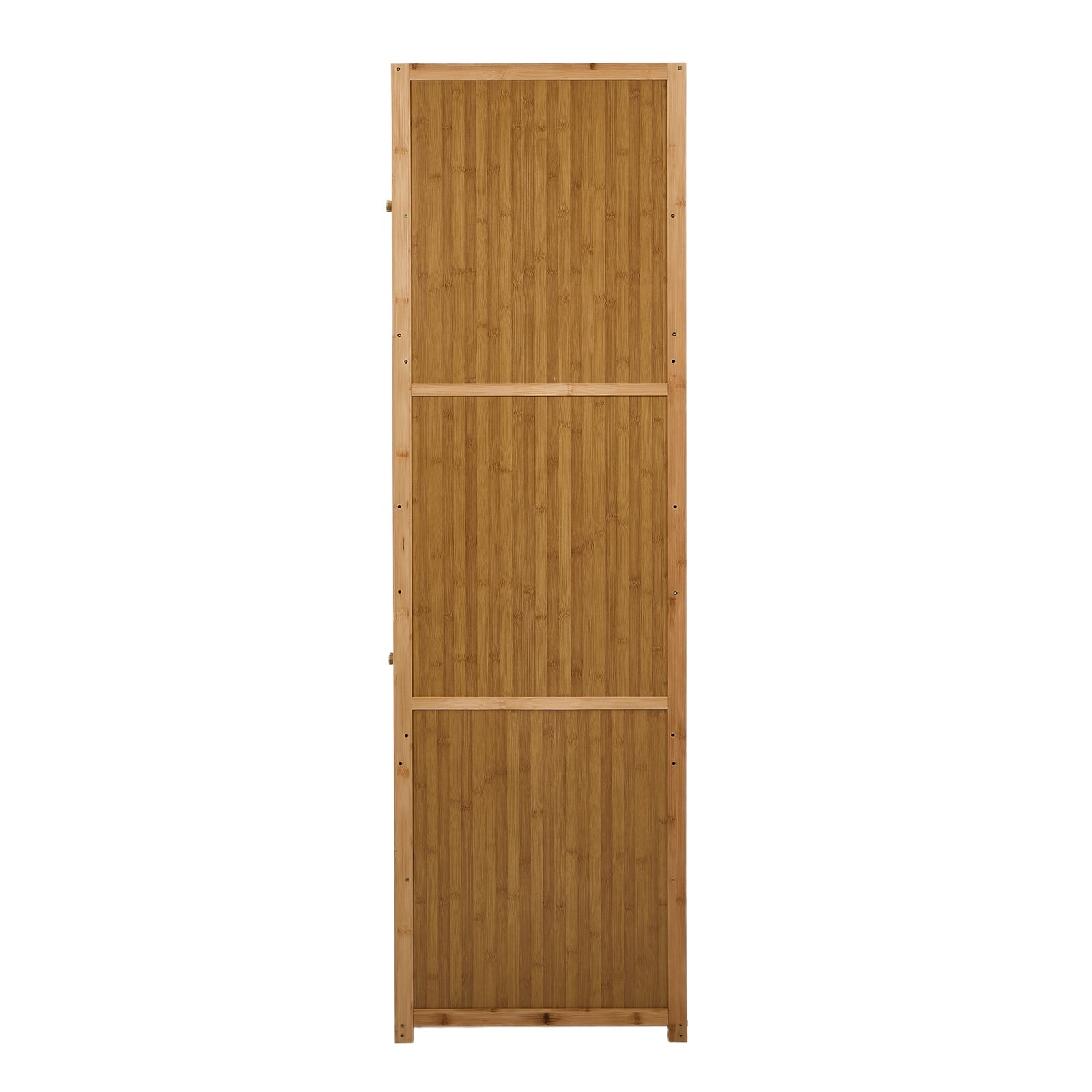 Oikiture Bamboo Wardrobe 4 Doors Clothes Storage Cabinet Hanging Rod Natural - Sunyee
