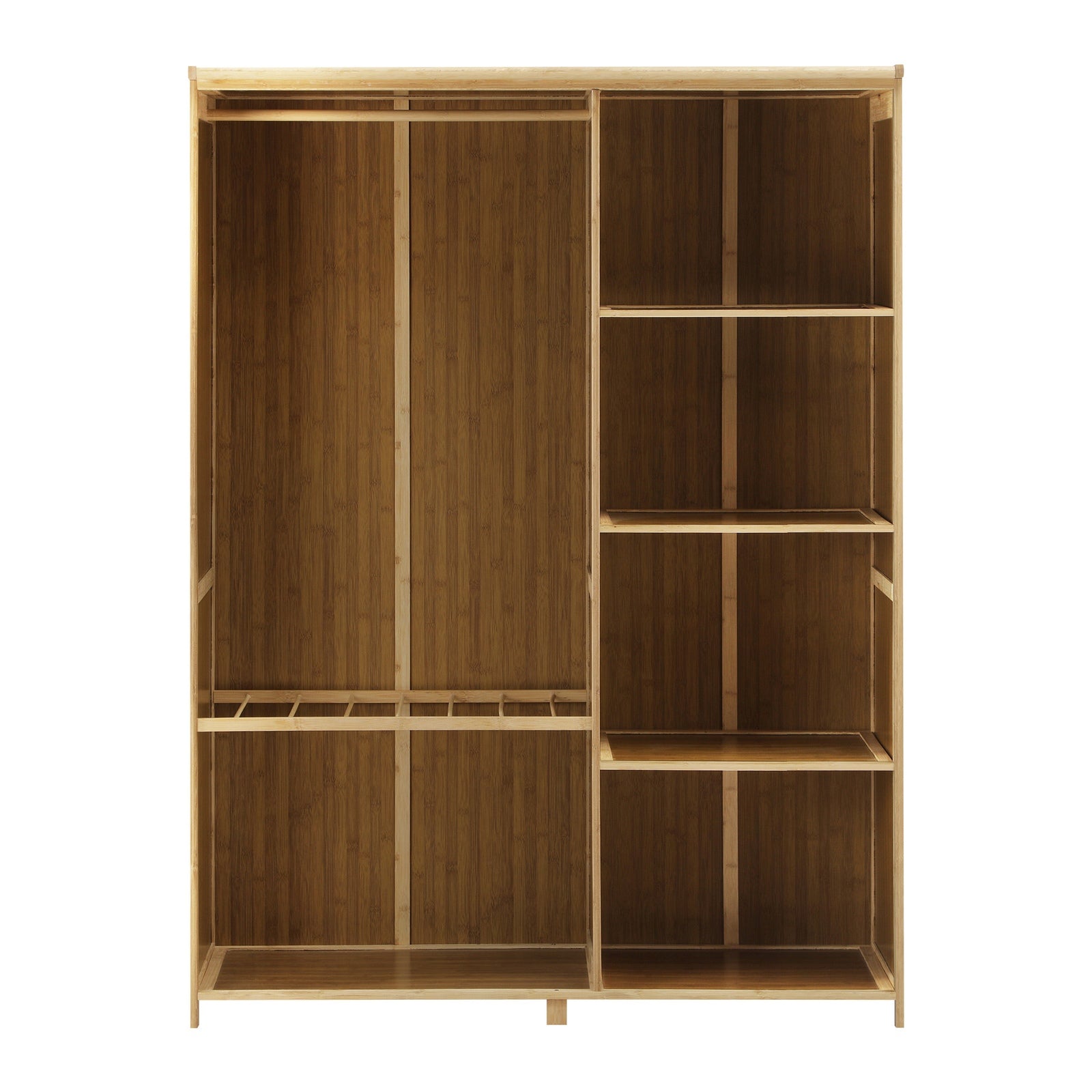 Oikiture Open Wardrobe Shelf Unit Clothes Storage 5 Shelves Hanging Rail - Sunyee