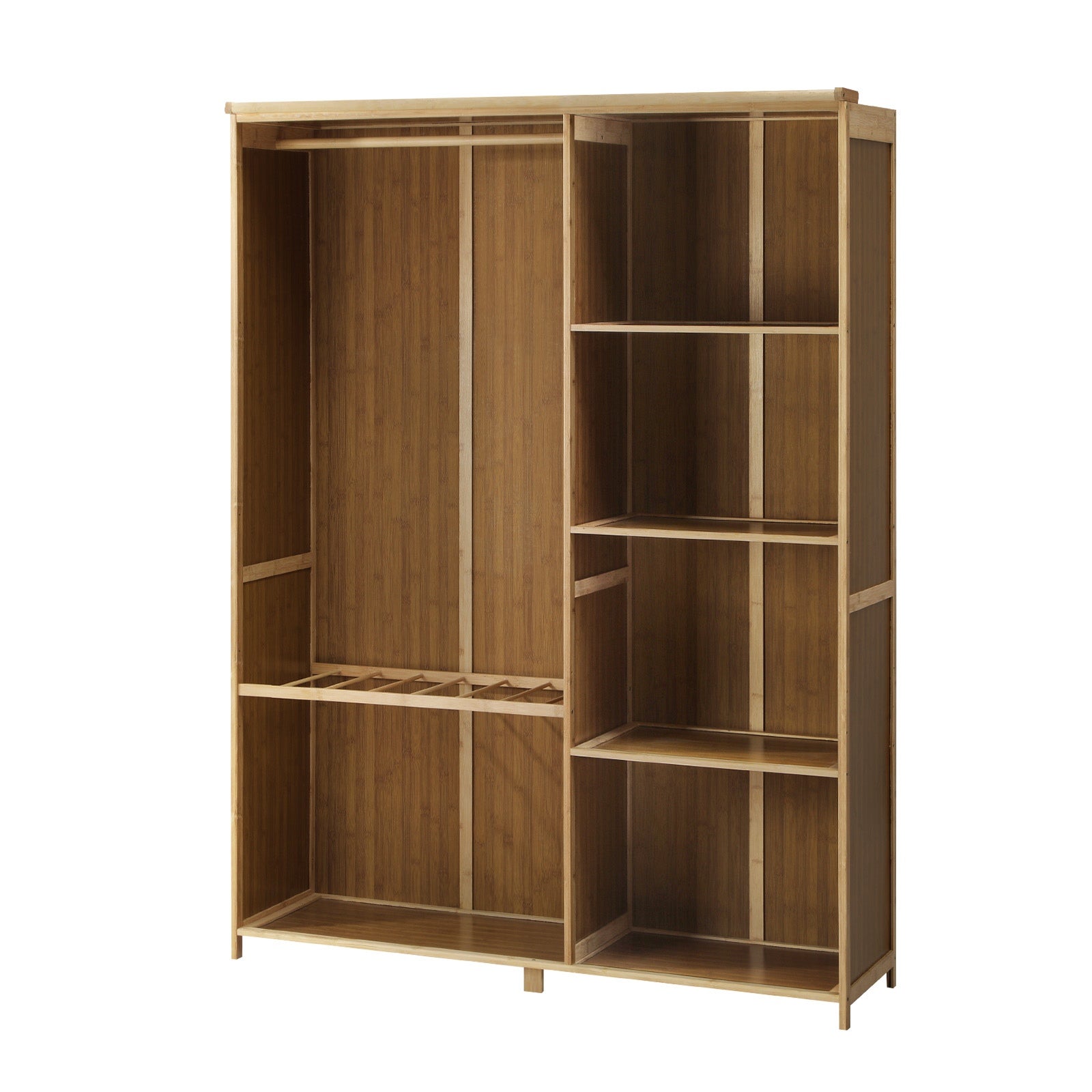 Oikiture Open Wardrobe Shelf Unit Clothes Storage 5 Shelves Hanging Rail - Sunyee