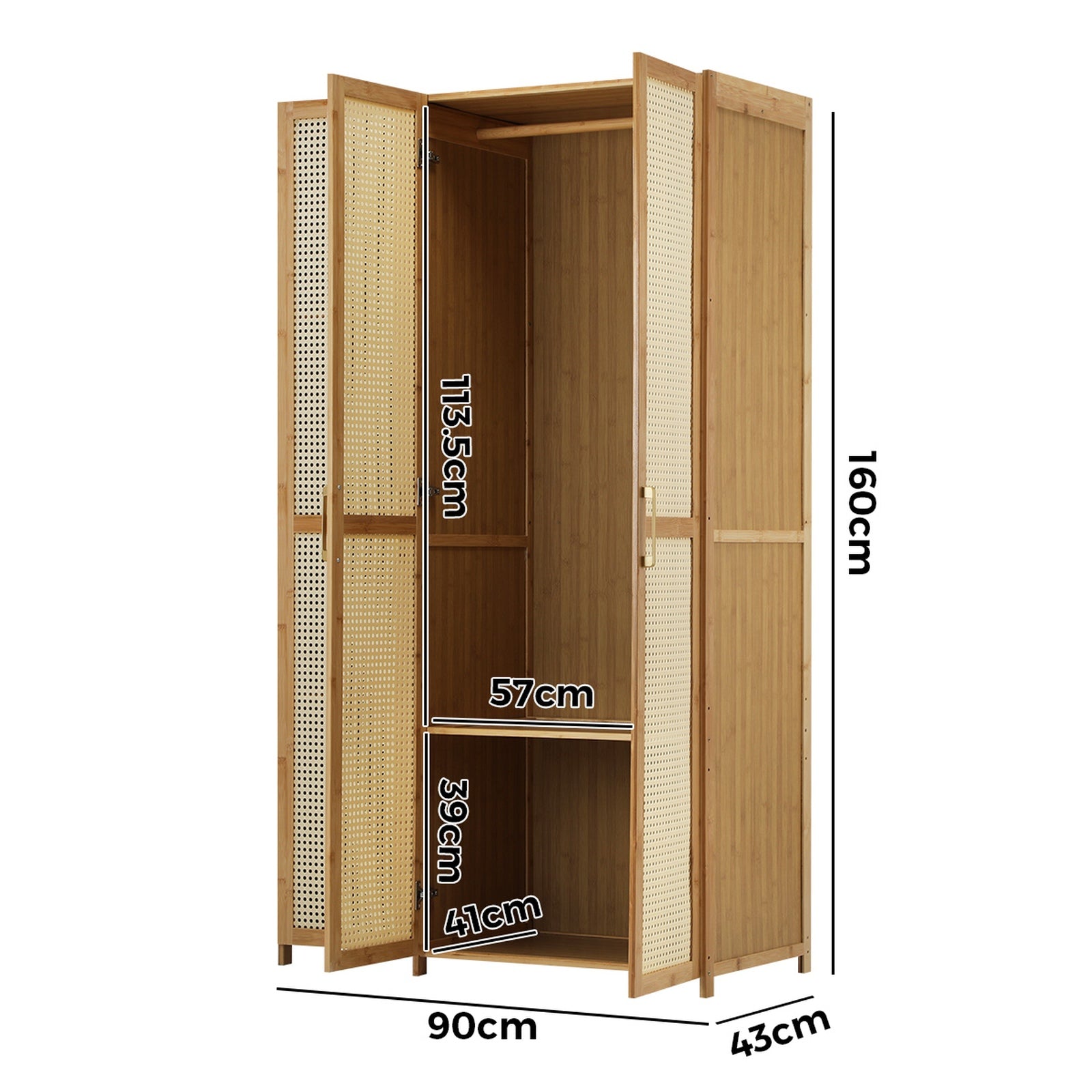Oikiture Wardrobe Clothes Storage Cabinet Large Cupboard 3 Doors 6 Shelves