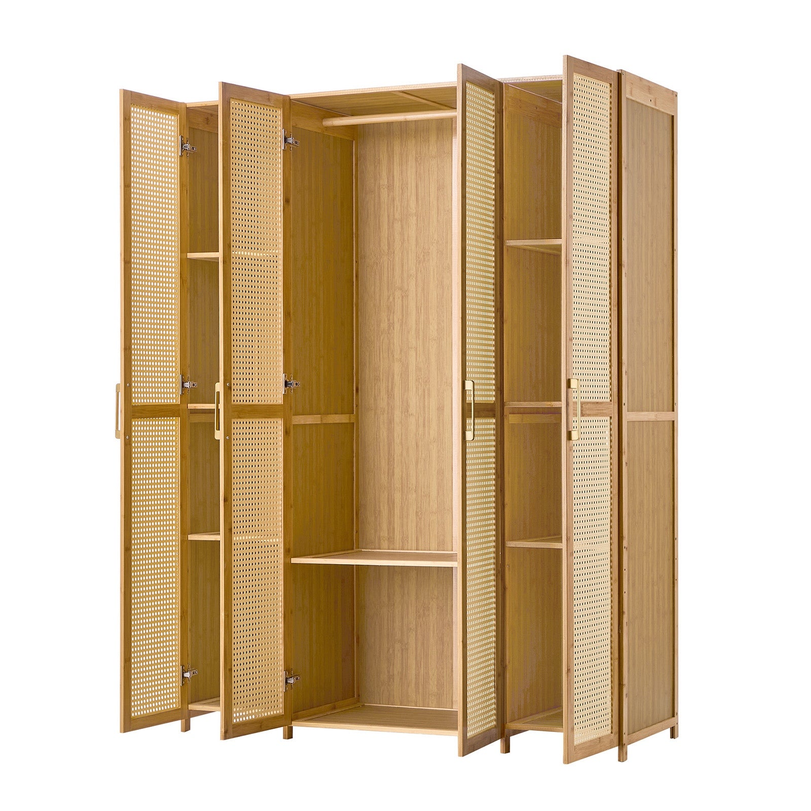 Oikiture Wardrobe Clothes Storage Cabinet Large Cupboard 4 Doors 10 Shelves