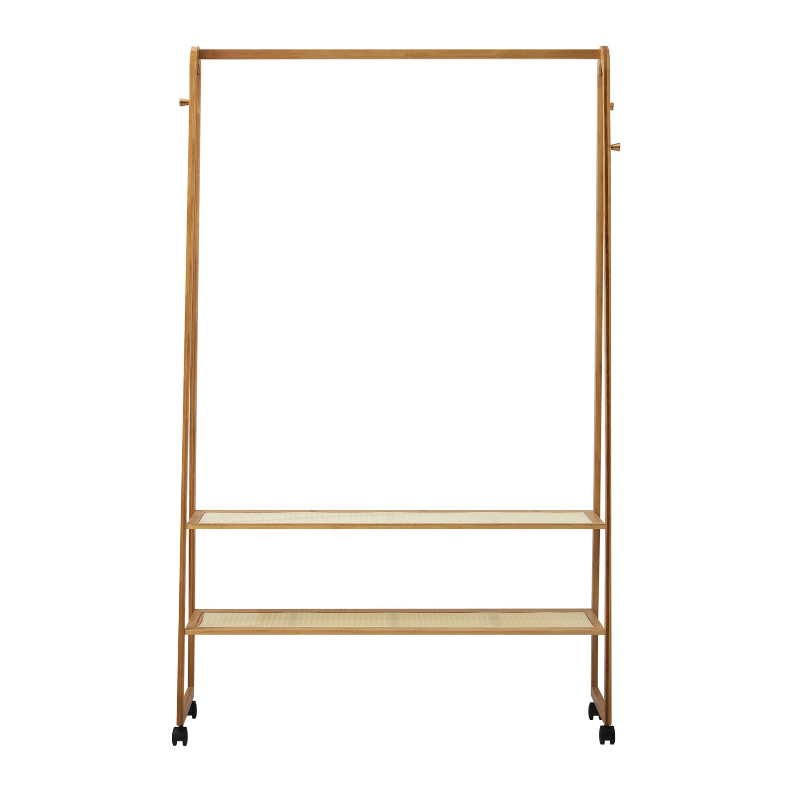 Oikiture Clothes Rack Bamboo Garment Coat Stand Hanging Rail Portable Wheels - Sunyee