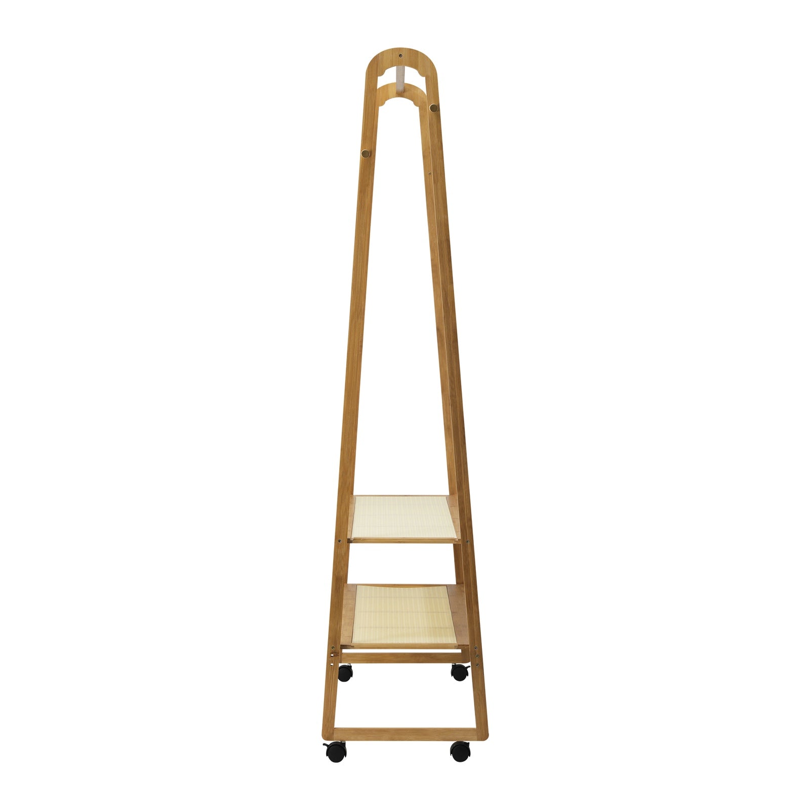 Oikiture Clothes Rack Bamboo Garment Coat Stand Hanging Rail Portable Wheels - Sunyee