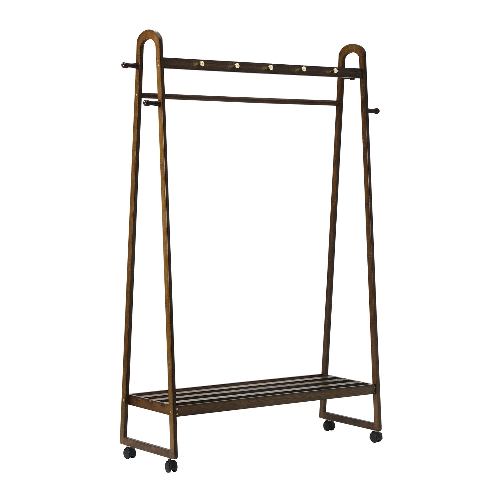Oikiture Clothes Rack Garment Coat Stand Hanging Rail Bamboo Portable Wheels - Sunyee