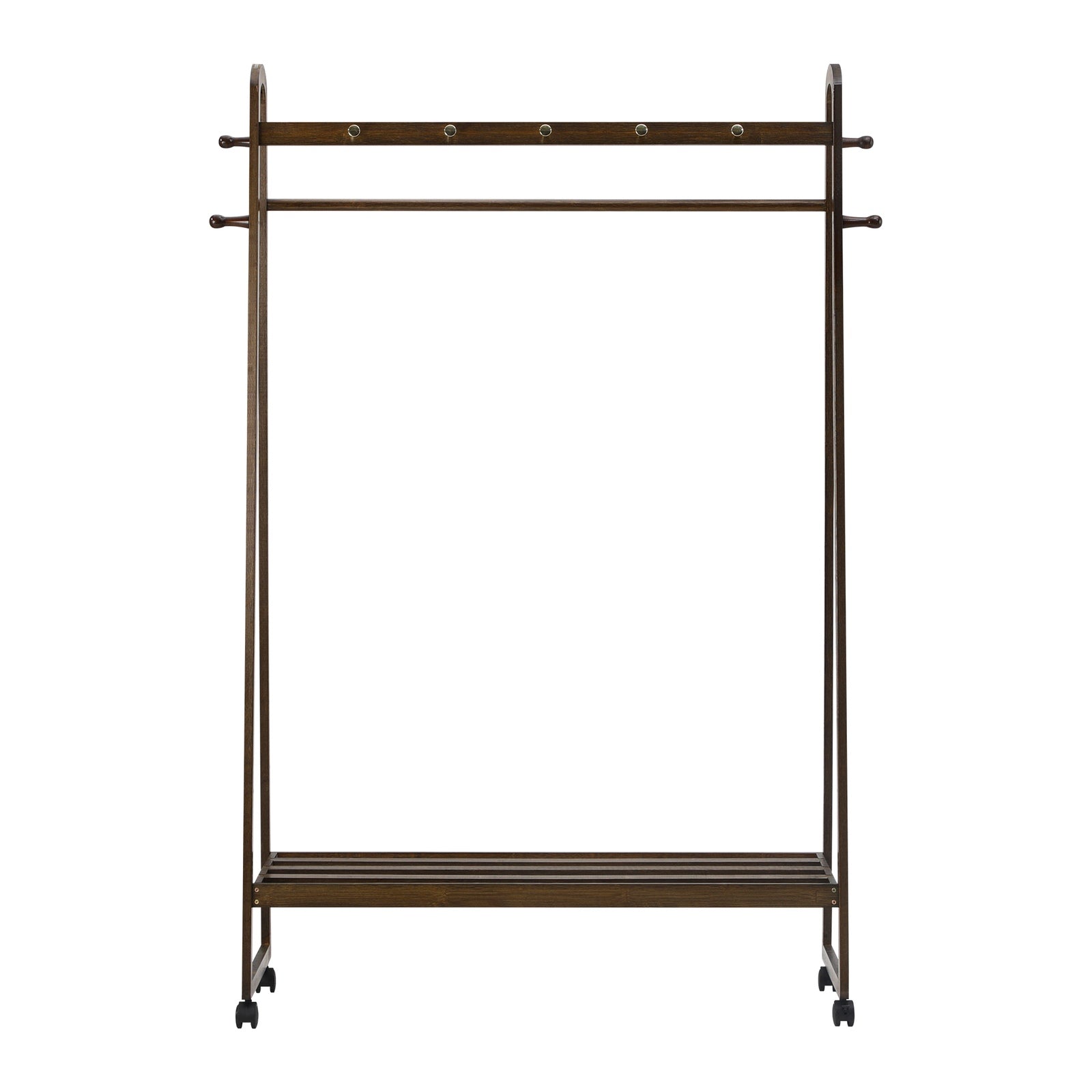 Oikiture Clothes Rack Garment Coat Stand Hanging Rail Bamboo Portable Wheels - Sunyee