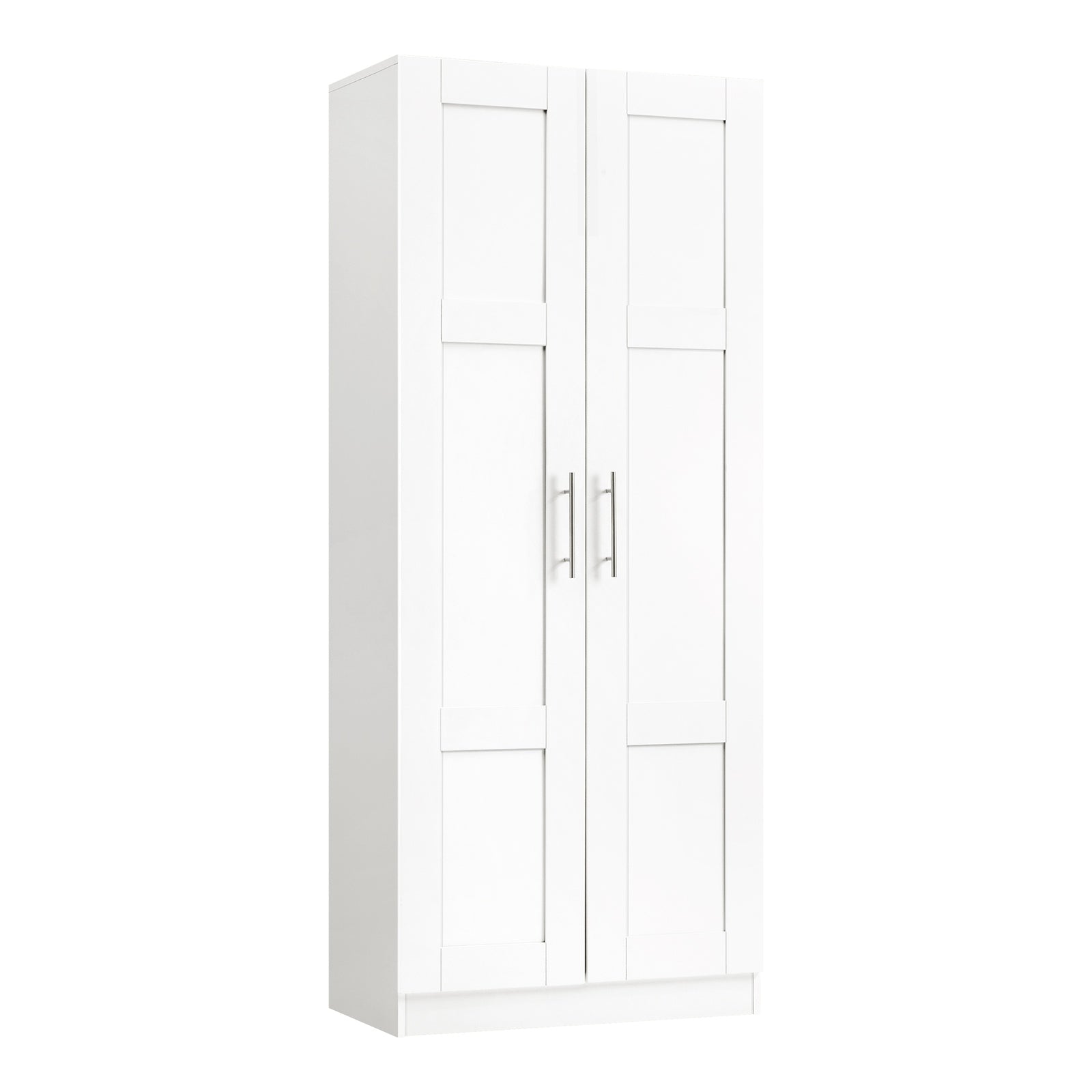 Oikiture Wardrobe Clothes Storage Cabinet Large Cupboard 2 Doors 4 Shelves White - Sunyee
