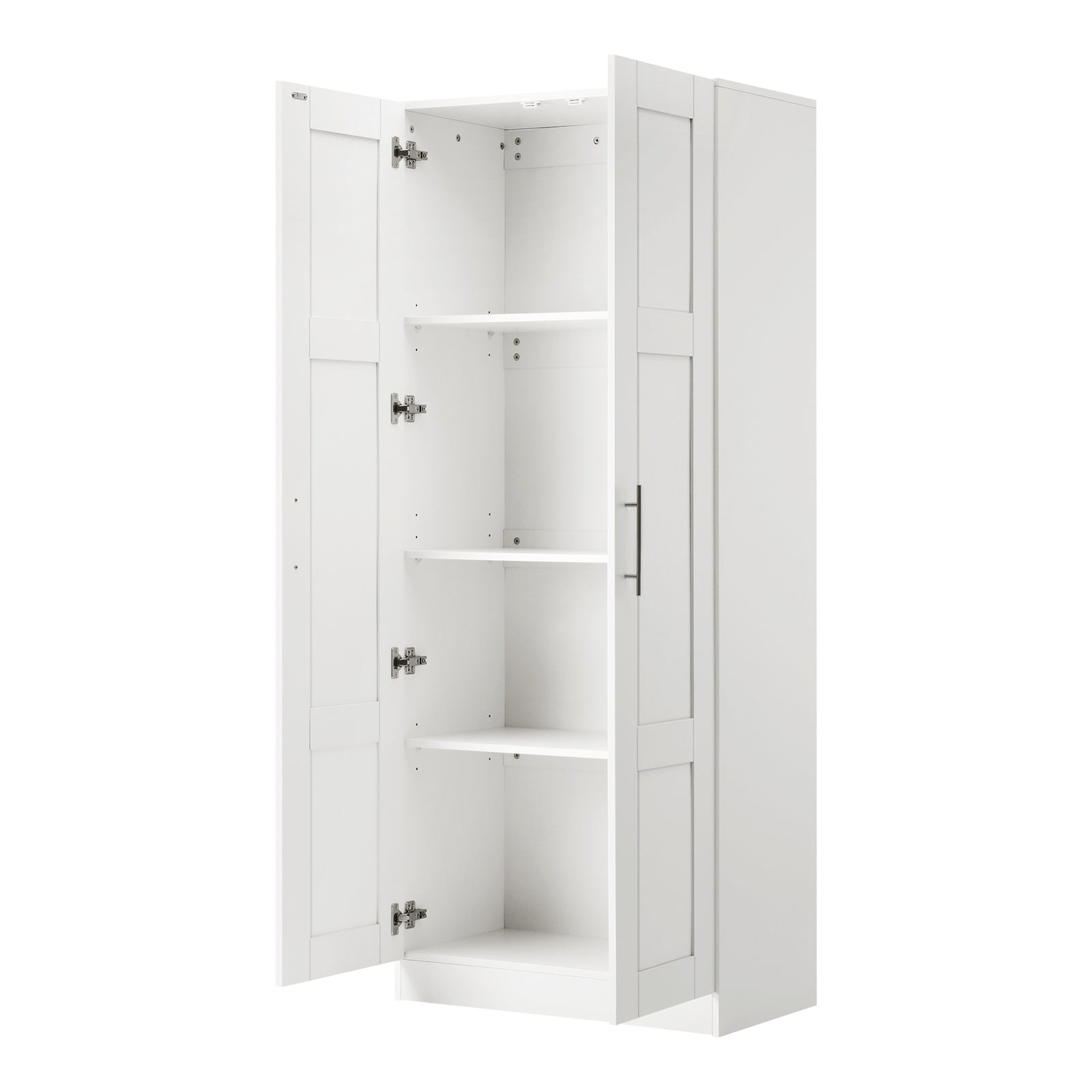 Oikiture Wardrobe Clothes Storage Cabinet Large Cupboard 2 Doors 4 Shelves White - Sunyee