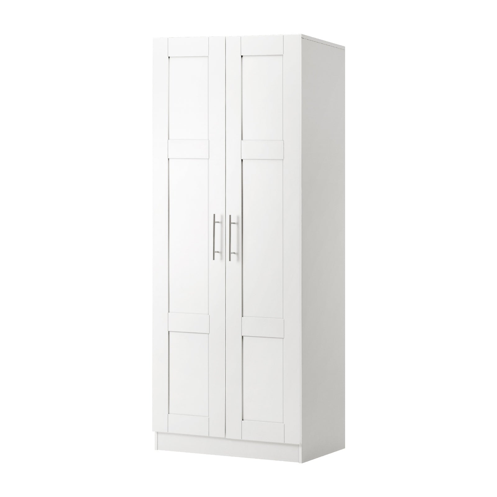 Oikiture Wardrobe Clothes Storage Cabinet Large Cupboard 2 Doors 4 Shelves White - Sunyee