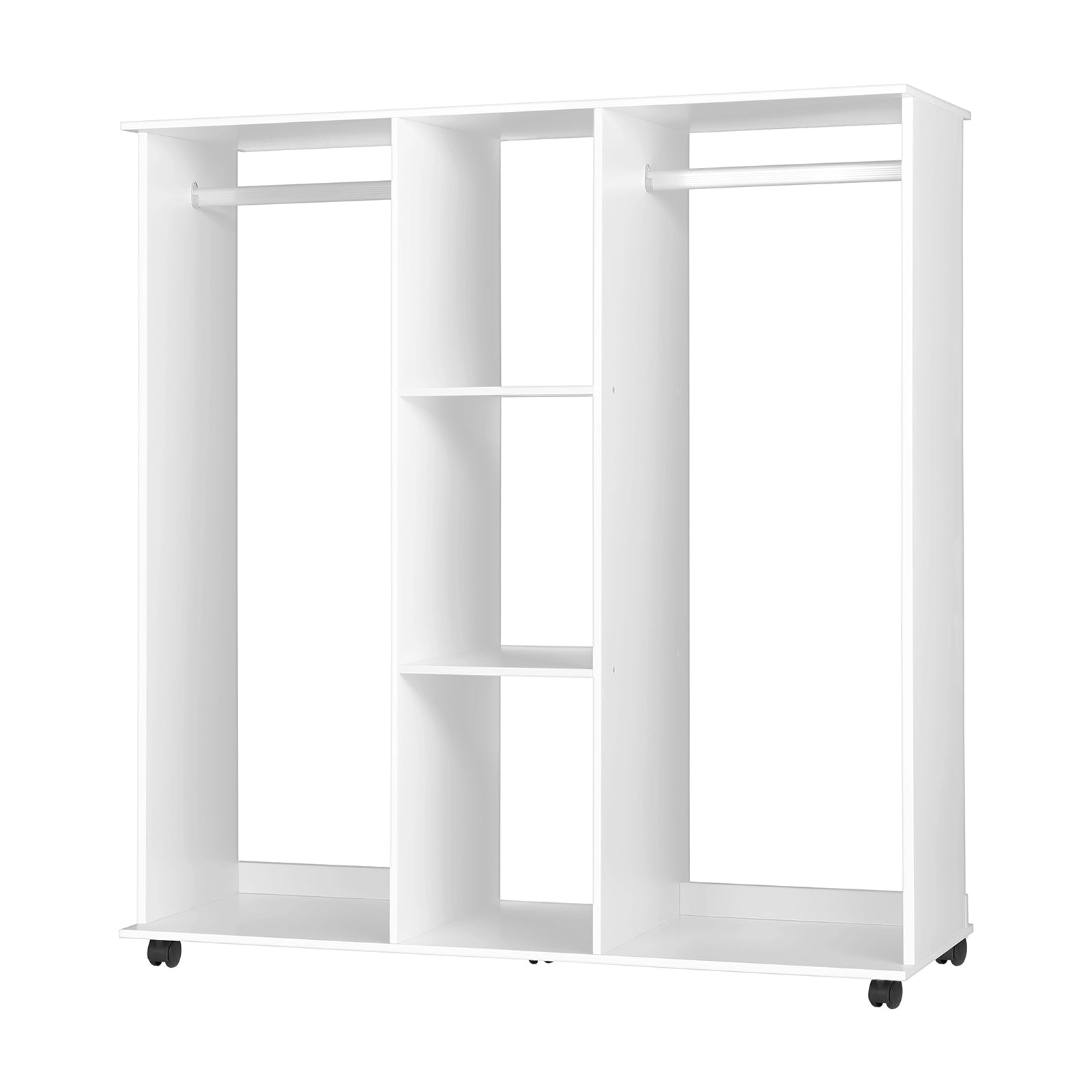 Oikiture Portable Double Wardrobe Storage Shelves Organizer Clothes Rack Hanger - Sunyee