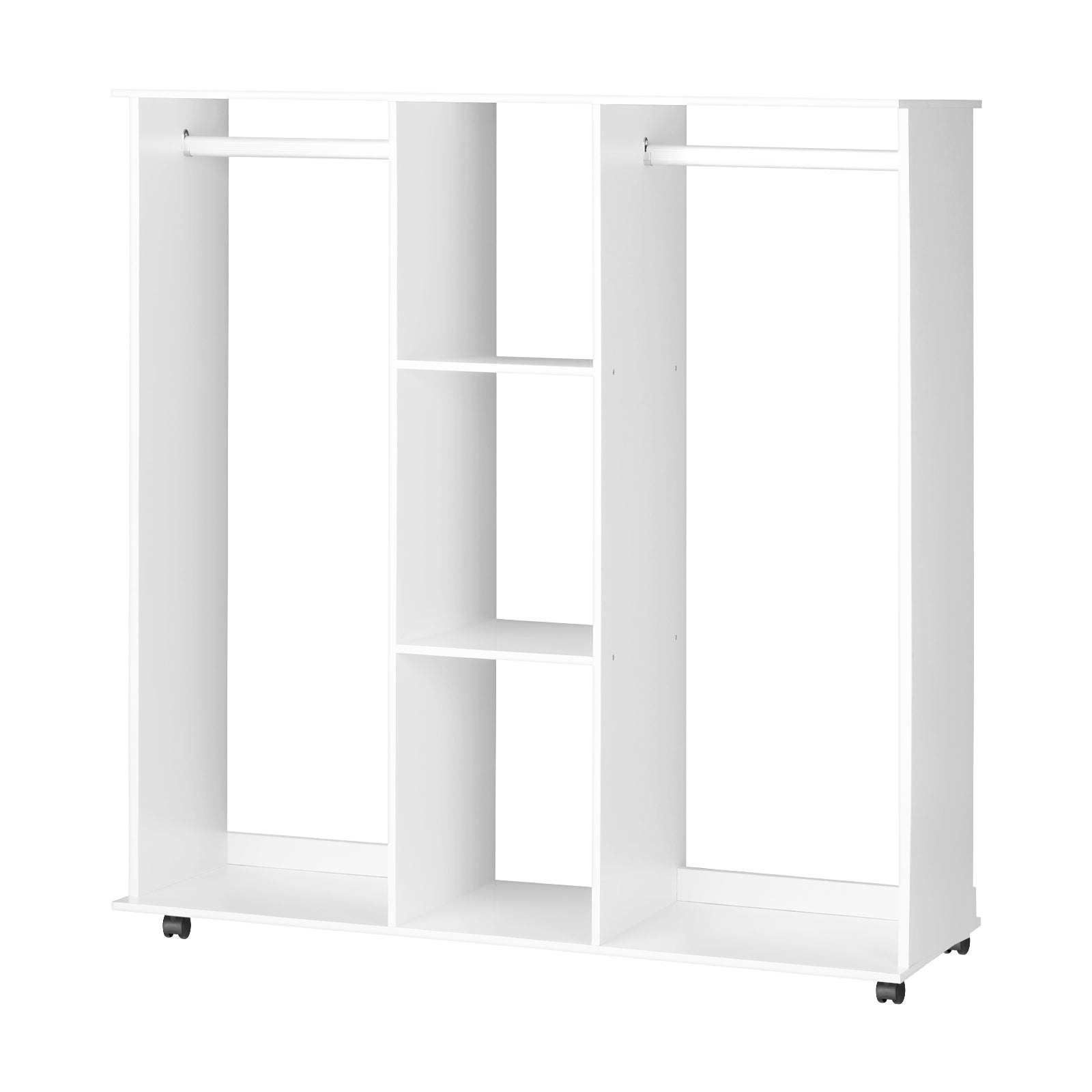 Oikiture Portable Double Wardrobe Storage Shelves Organizer Clothes Rack Hanger - Sunyee