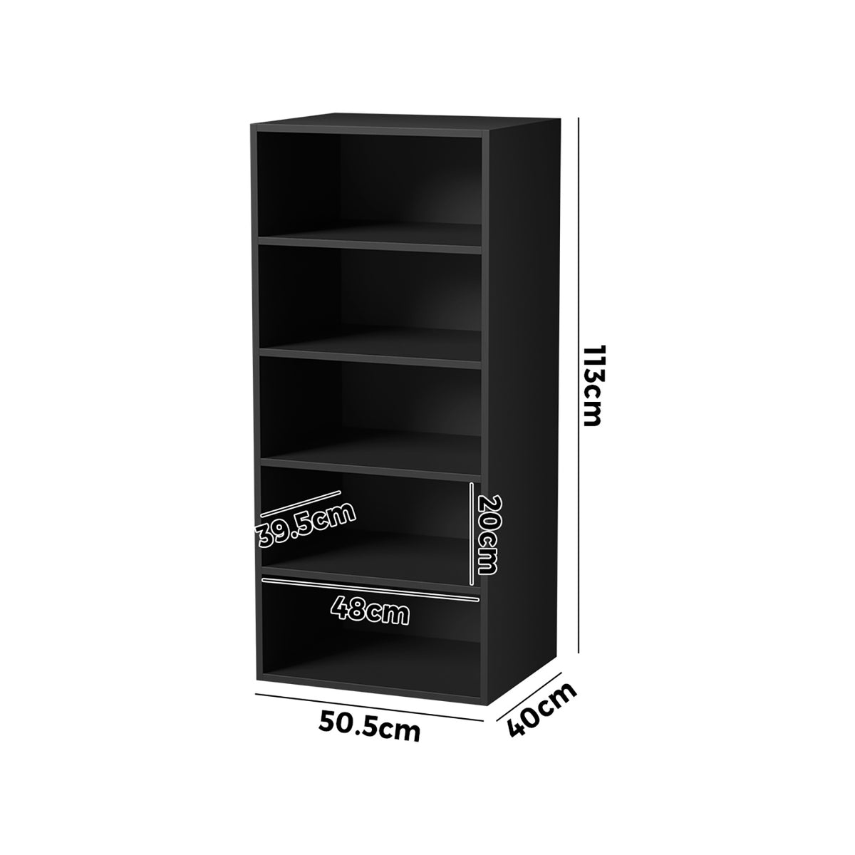 Oikiture Wardrobe Shelf Unit Clothes Storage Cabinet 5 Shelves Organiser Black - Sunyee