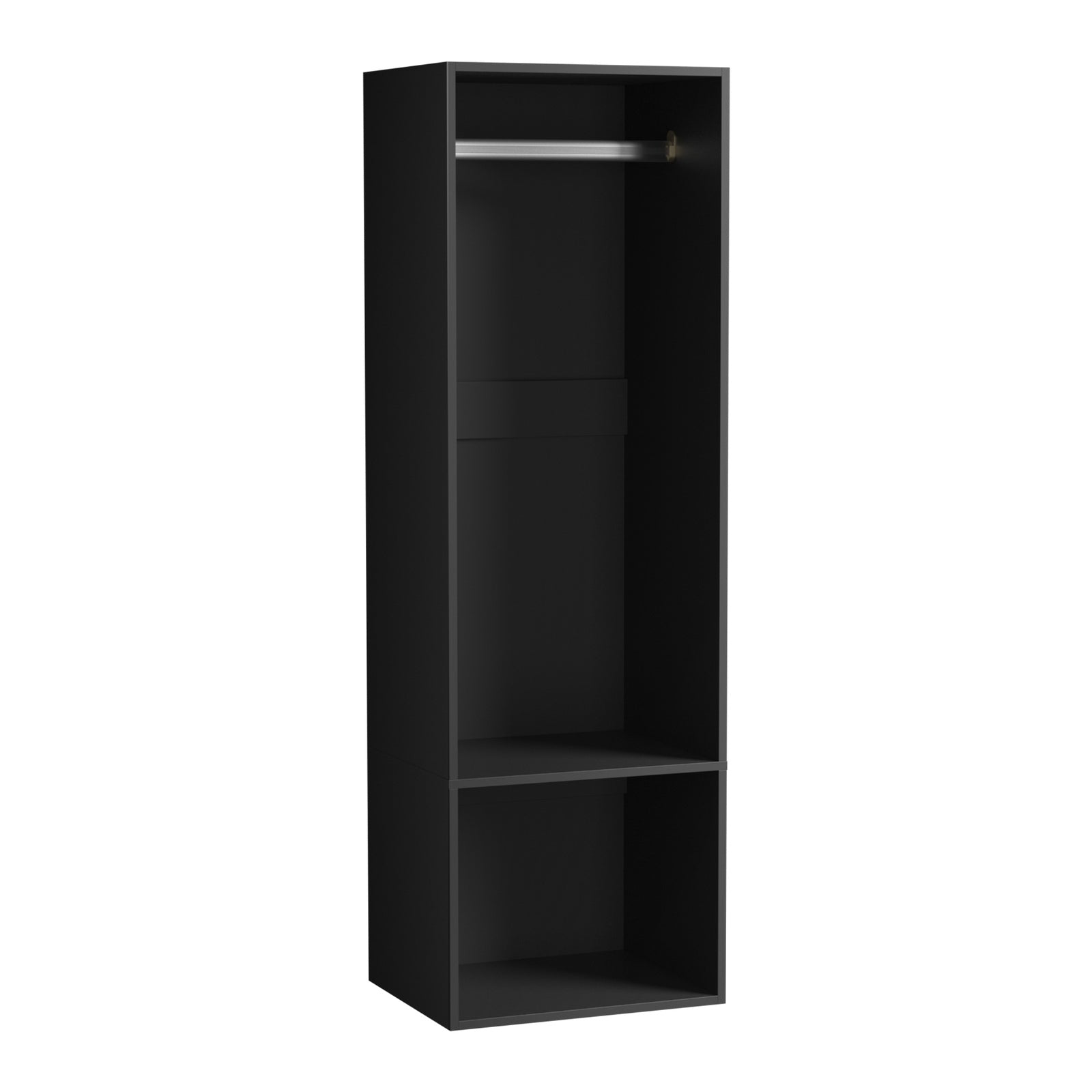 Oikiture Open Wardrobe Shelf Unit Clothes Storage 2 Shelves Hanging Rail Black - Sunyee