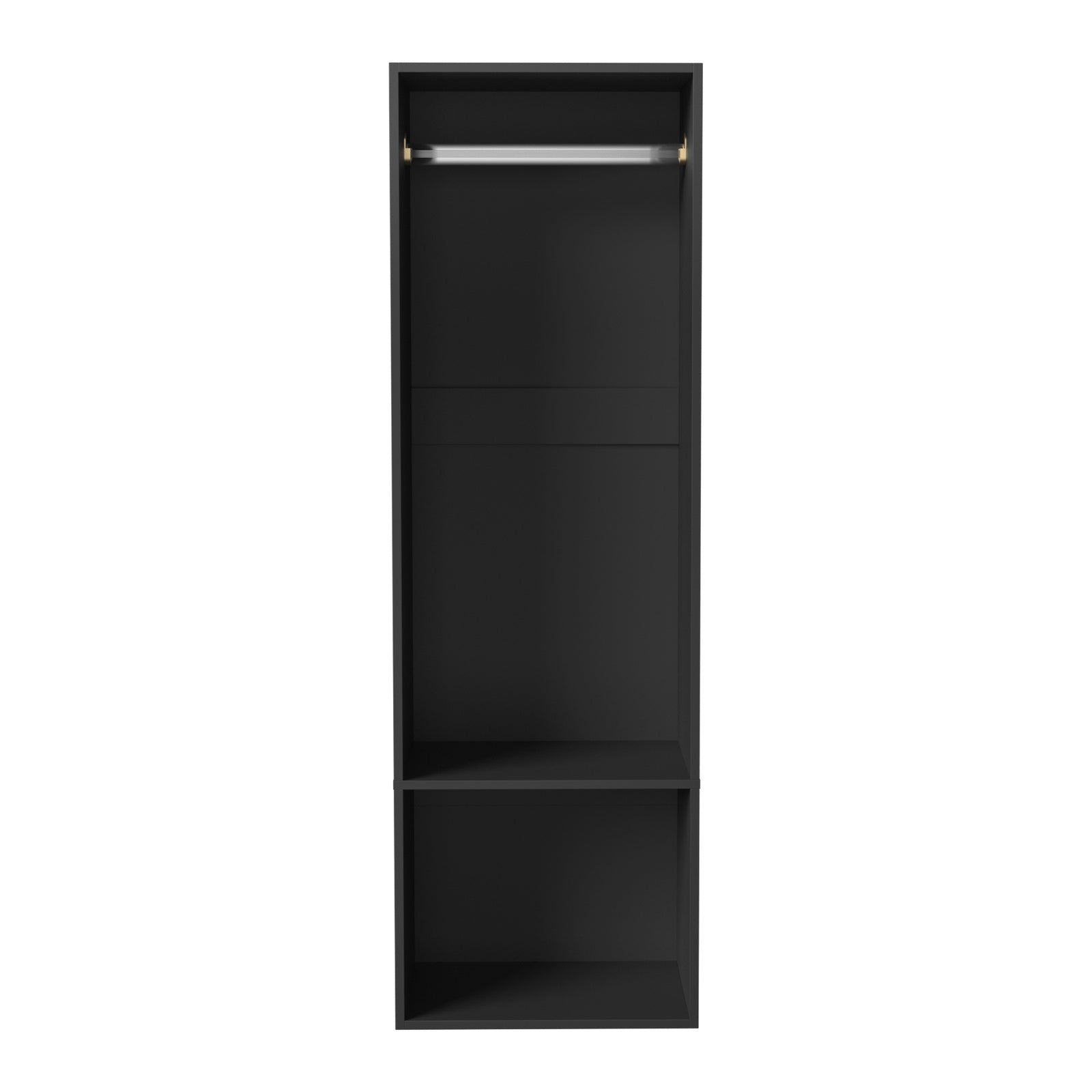 Oikiture Open Wardrobe Shelf Unit Clothes Storage 2 Shelves Hanging Rail Black - Sunyee
