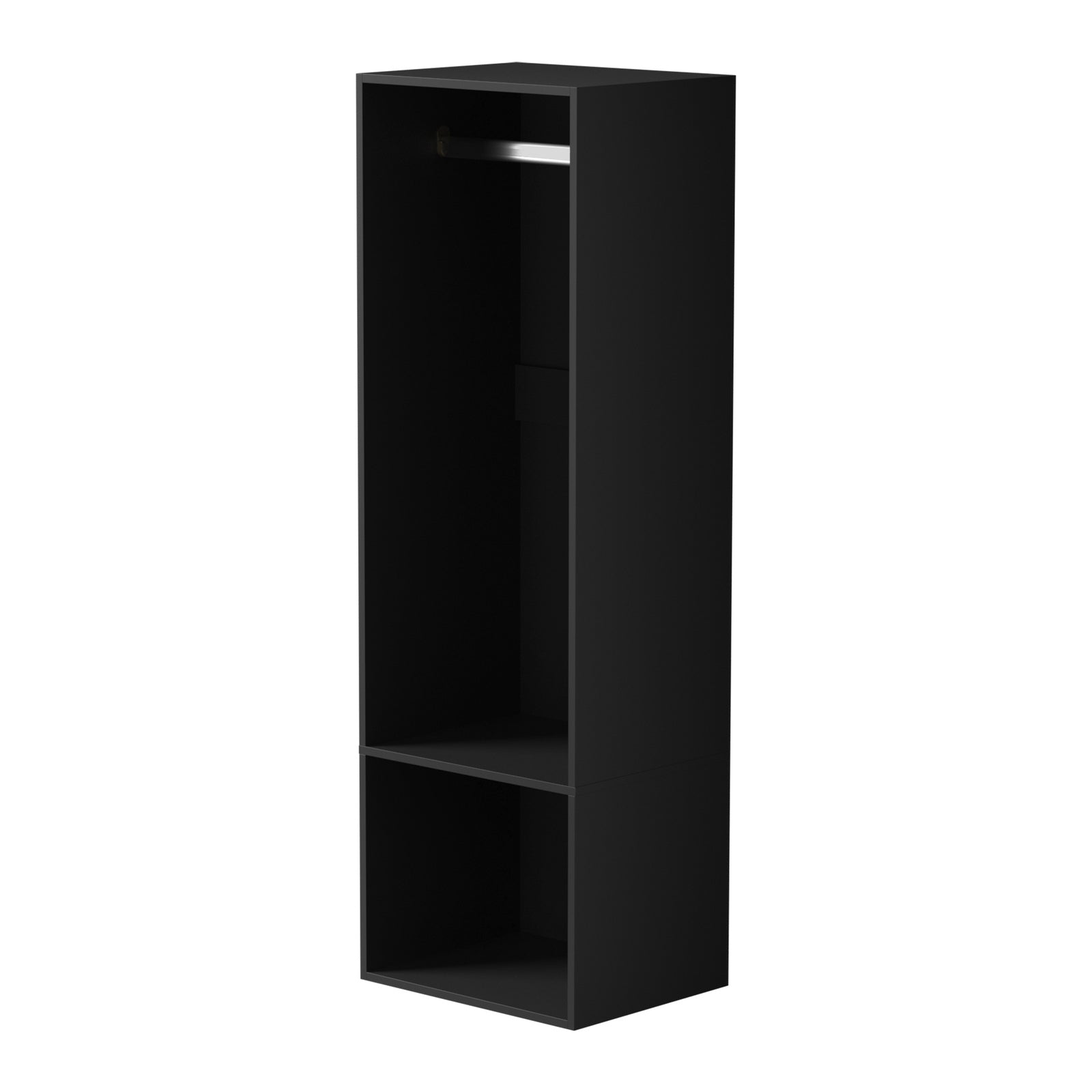 Oikiture Open Wardrobe Shelf Unit Clothes Storage 2 Shelves Hanging Rail Black - Sunyee