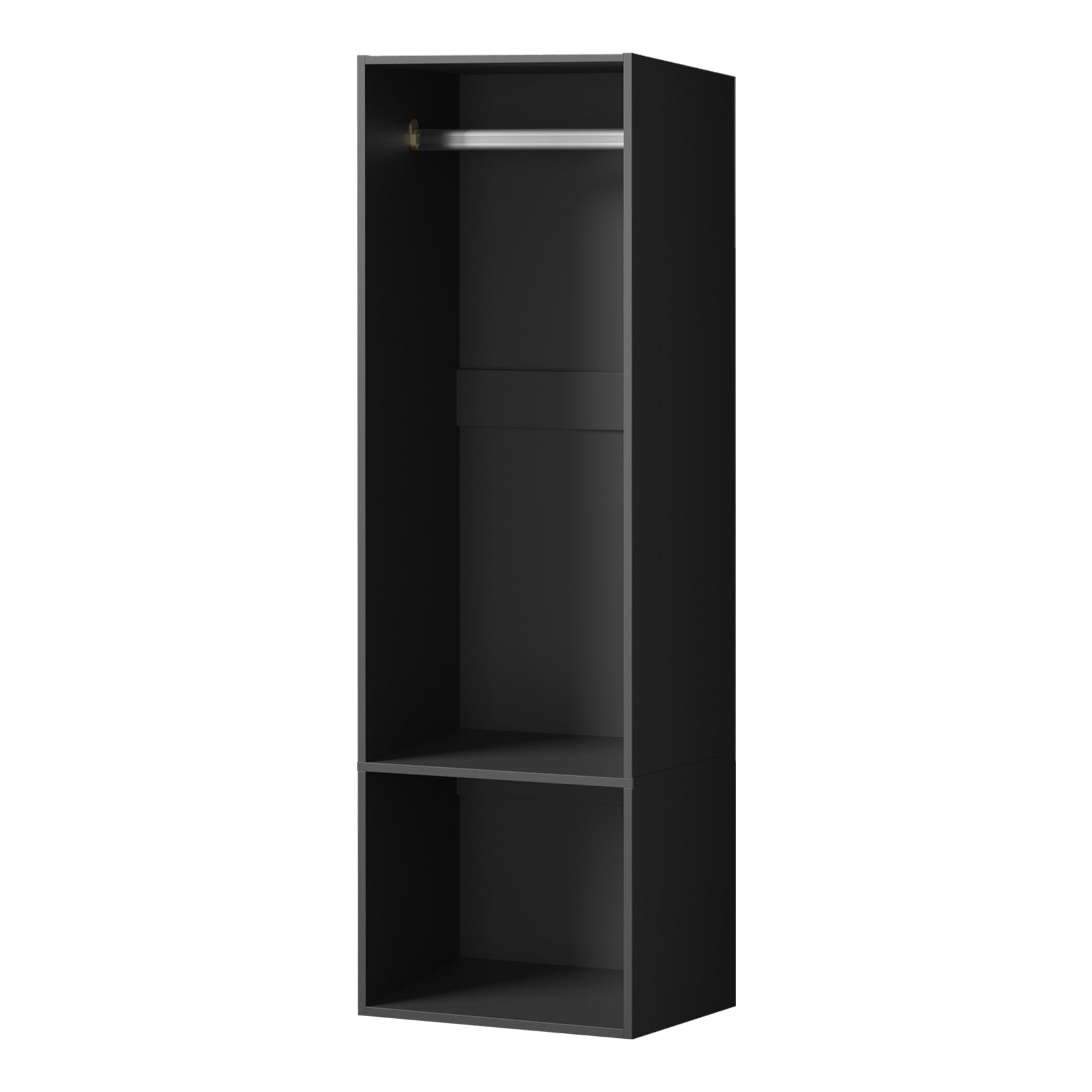 Oikiture Open Wardrobe Shelf Unit Clothes Storage 2 Shelves Hanging Rail Black - Sunyee