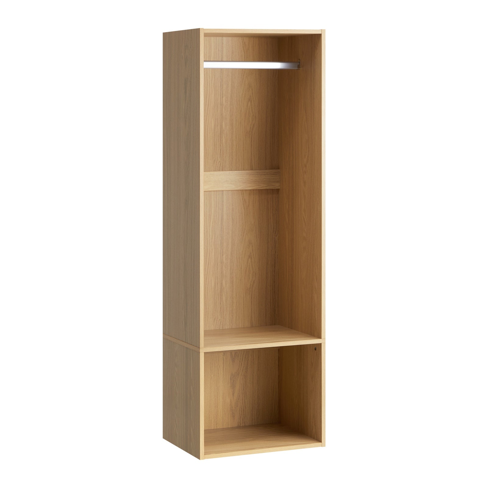 Oikiture Open Wardrobe Shelf Unit Clothes Storage 2 Shelves Hanging Rail Natural - Sunyee