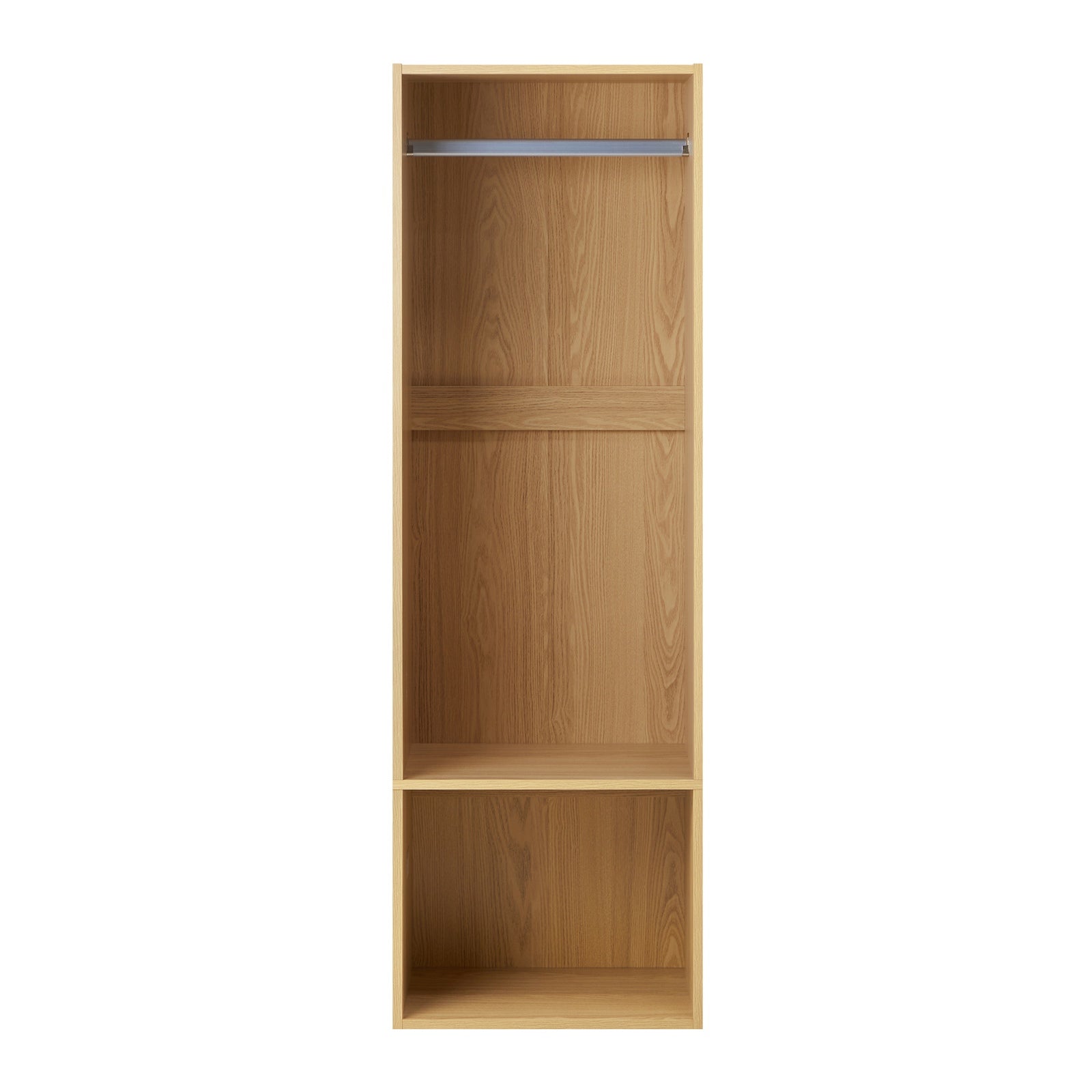 Oikiture Open Wardrobe Shelf Unit Clothes Storage 2 Shelves Hanging Rail Natural - Sunyee
