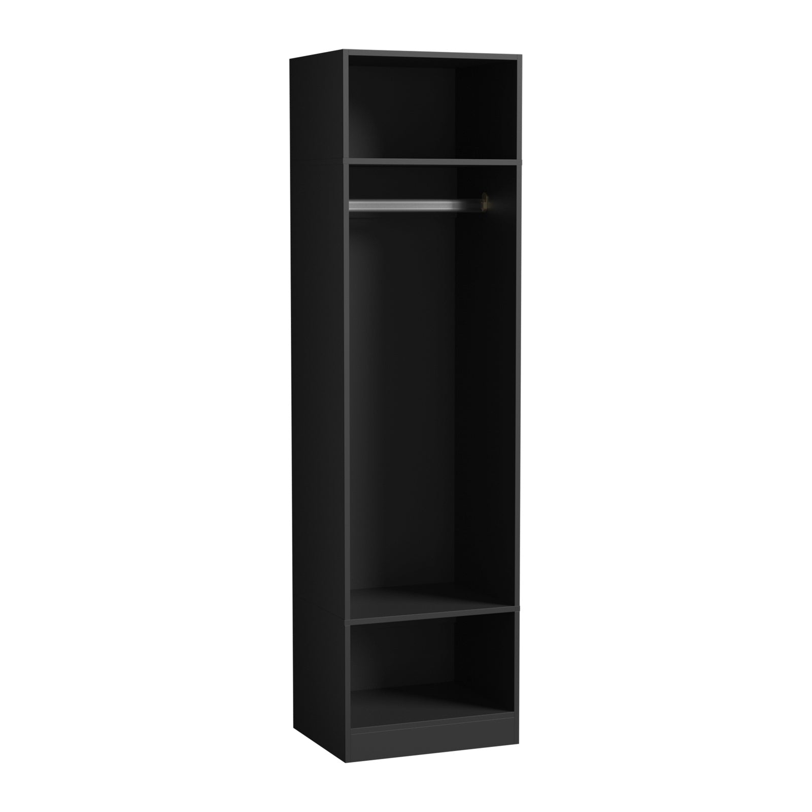 Oikiture Open Wardrobe Shelf Unit Clothes Storage 3 Shelves Hanging Rail Black - Sunyee