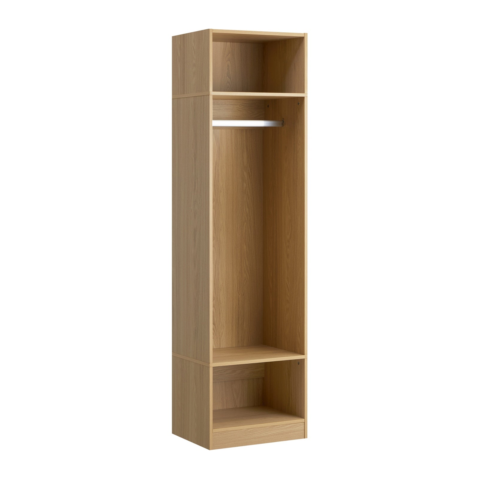 Oikiture Open Wardrobe Shelf Unit Clothes Storage 3 Drawers Hanging Rail Natural - Sunyee