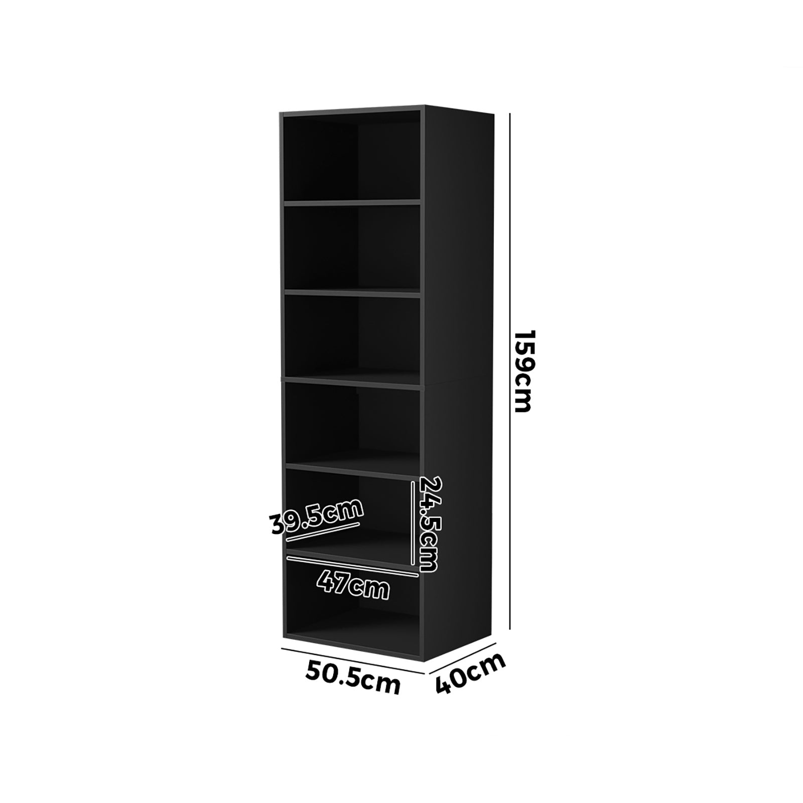 Oikiture Wardrobe Shelf Unit Clothes Storage Cabinet 6 Shelves Organiser Black - Sunyee