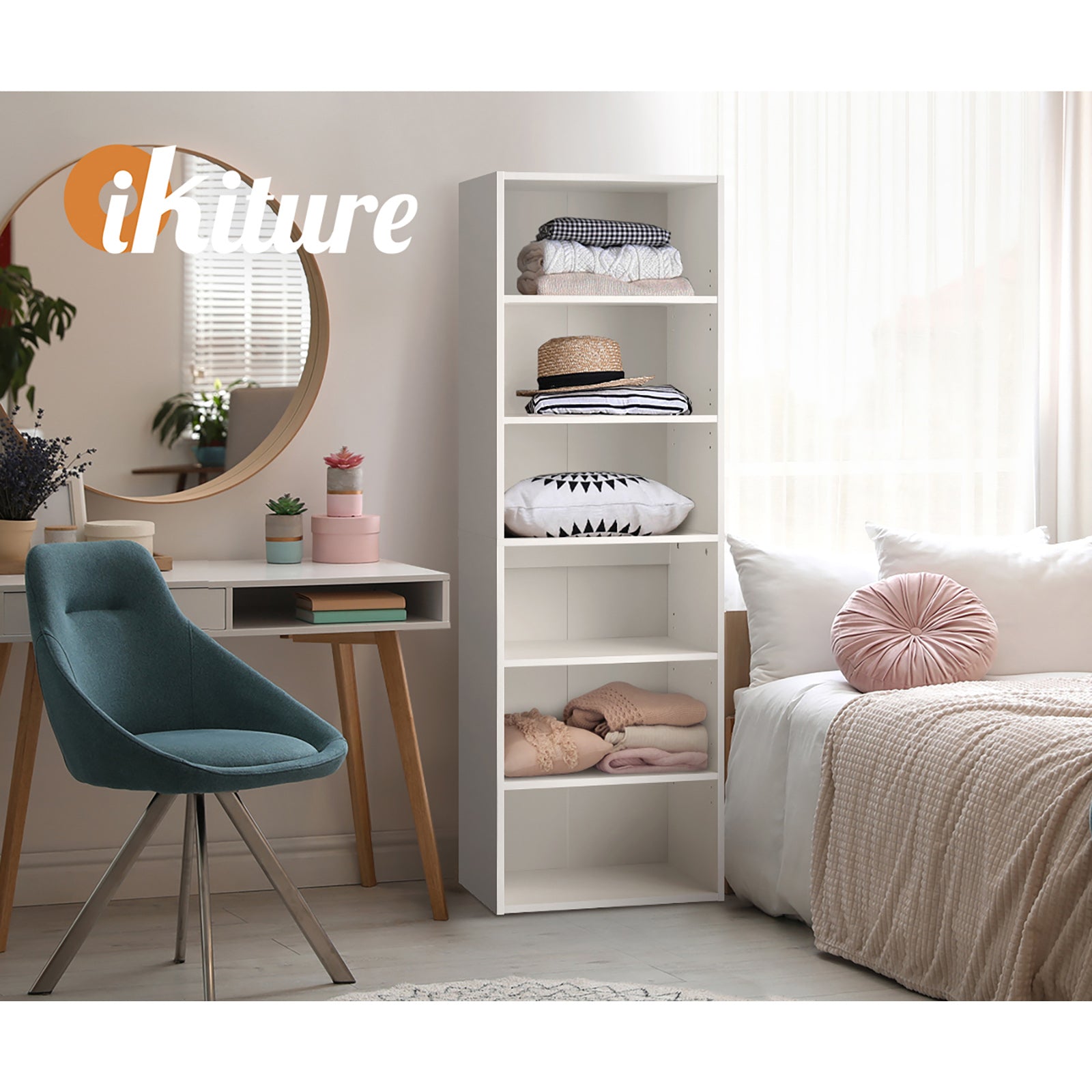 Oikiture Wardrobe Shelf Unit Clothes Storage Cabinet 6 Shelves Organiser Rack - Sunyee