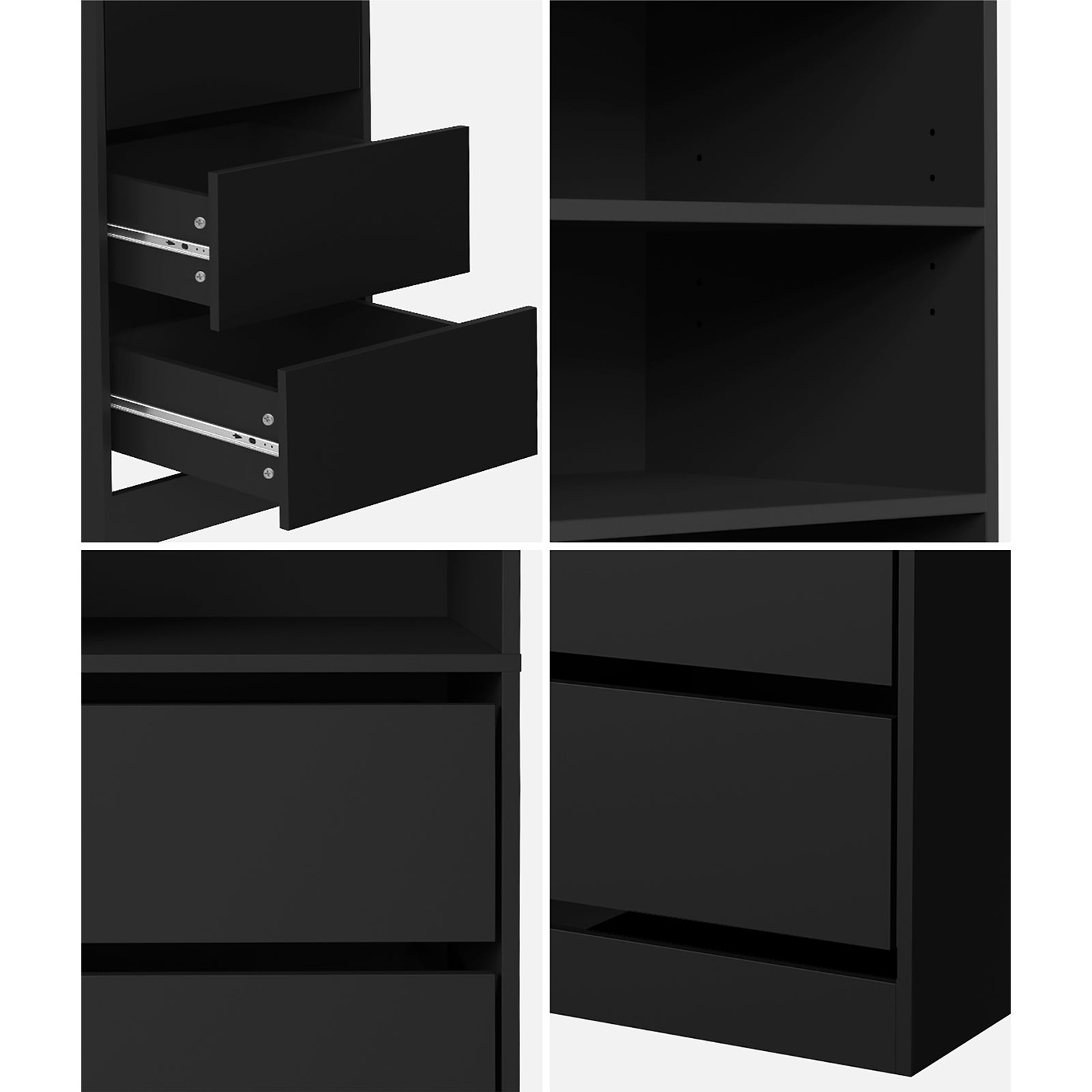 Oikiture Wardrobe Shelf Unit Clothes Storage Cabinet 3 Drawers Organizer Black - Sunyee