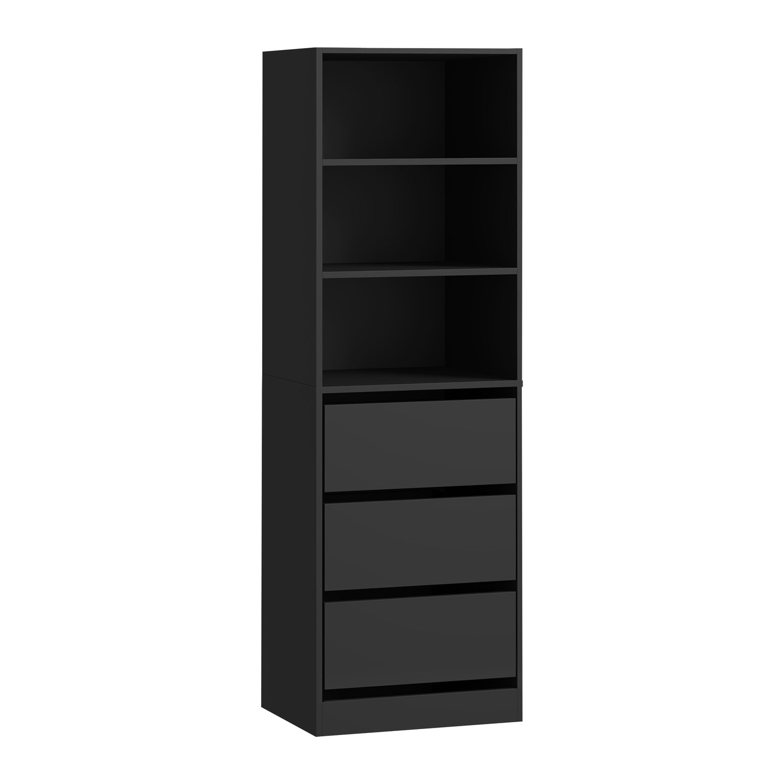 Oikiture Wardrobe Shelf Unit Clothes Storage Cabinet 3 Drawers Organizer Black - Sunyee