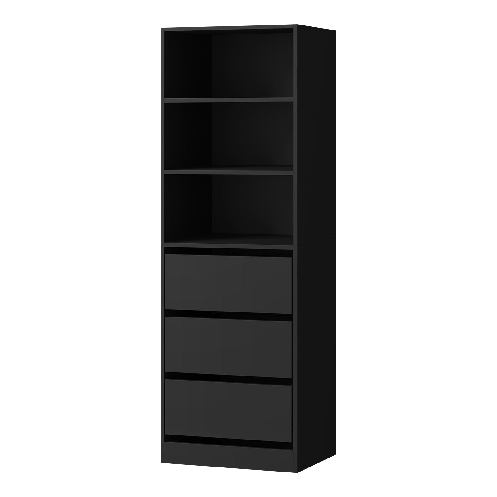 Oikiture Wardrobe Shelf Unit Clothes Storage Cabinet 3 Drawers Organizer Black - Sunyee