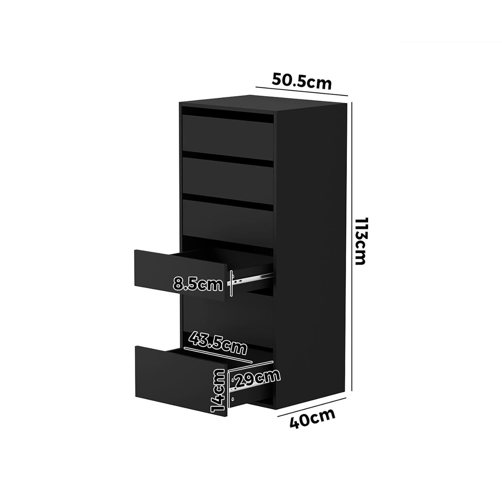 Oikiture Wardrobe Shelf Unit 6 Chest of Drawers Clothes Storage Cabinet Black - Sunyee