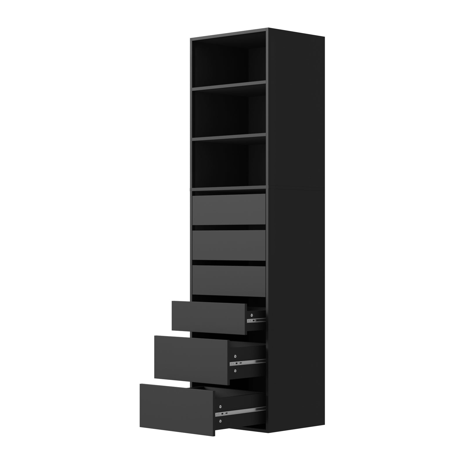 Oikiture Wardrobe Storage Cabinet Shelf Unit Clothes 3 Shelves 6 Drawers Black - Sunyee