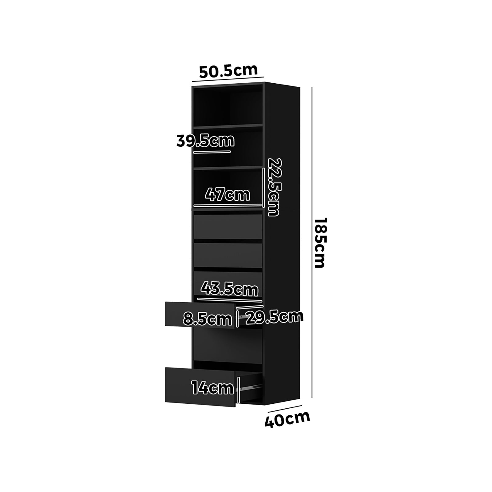 Oikiture Wardrobe Storage Cabinet Shelf Unit Clothes 3 Shelves 6 Drawers Black - Sunyee