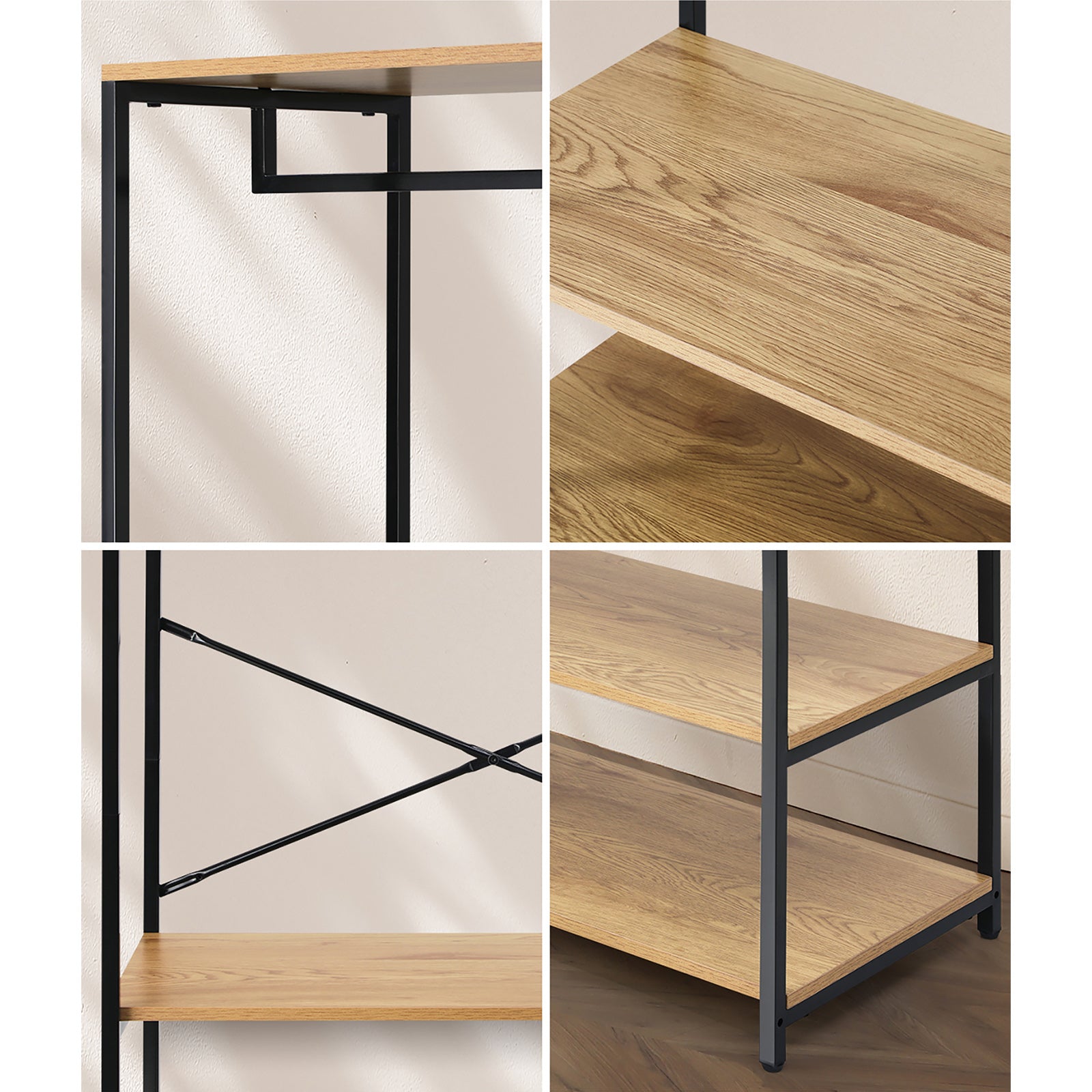 Oikiture Clothes Rack Open Wardrobe Garment Coat Hanging Rail Metal 4 shelves - Sunyee