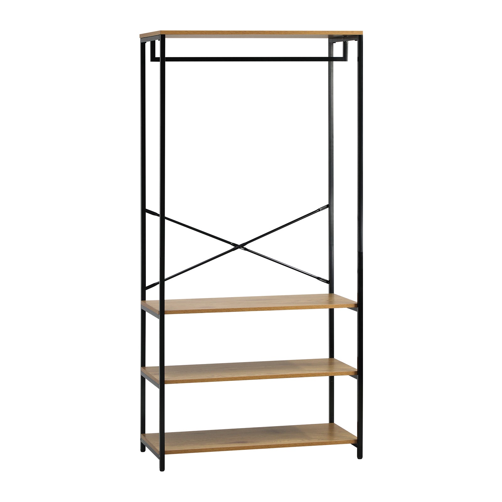 Oikiture Clothes Rack Open Wardrobe Garment Coat Hanging Rail Metal 4 shelves - Sunyee