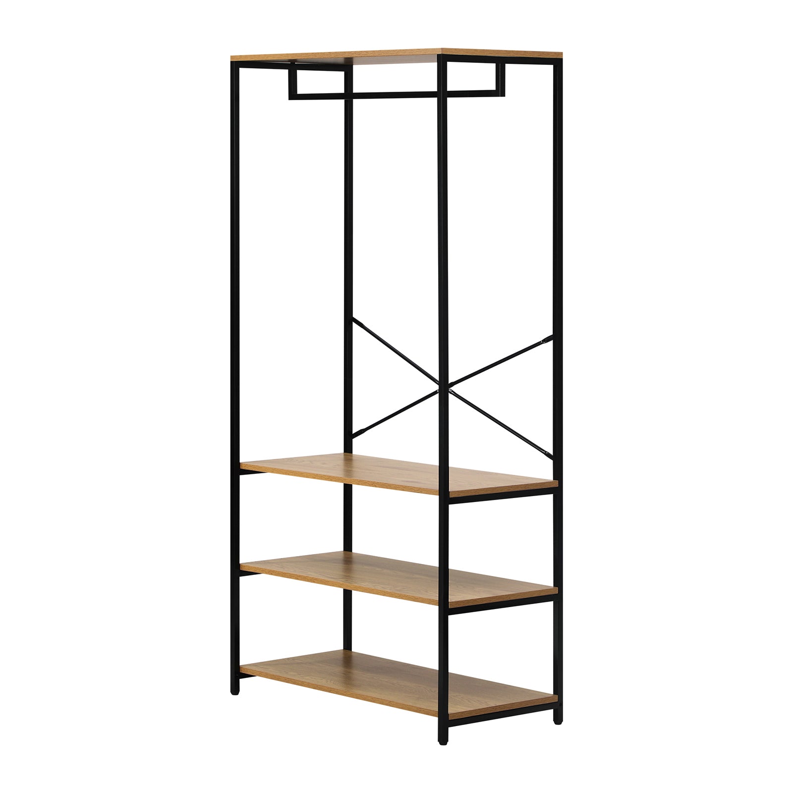 Oikiture Clothes Rack Open Wardrobe Garment Coat Hanging Rail Metal 4 shelves - Sunyee