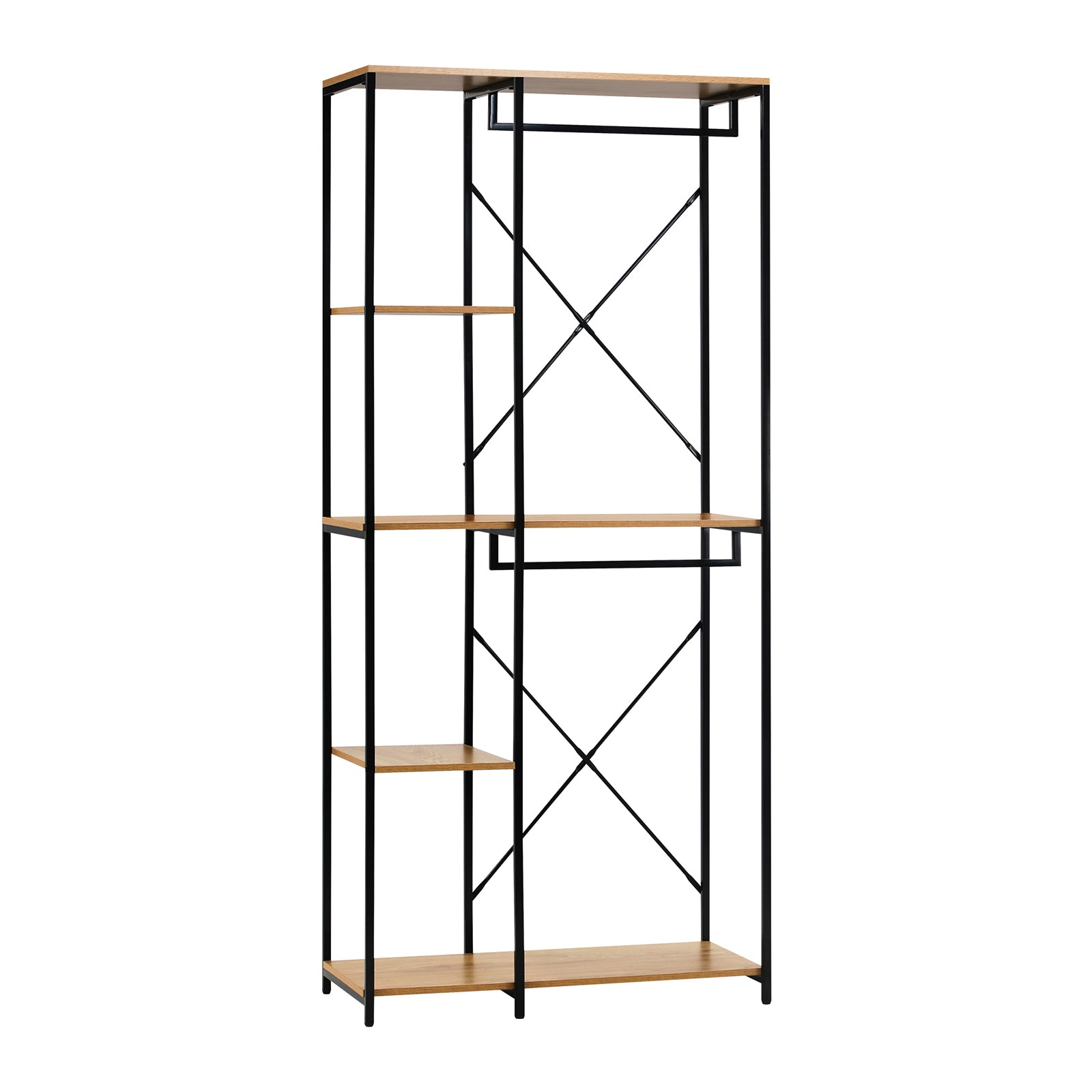 Oikiture Clothes Rack Large Open Wardrobe Garment Coat Hanging Rail 5 shelves - Sunyee