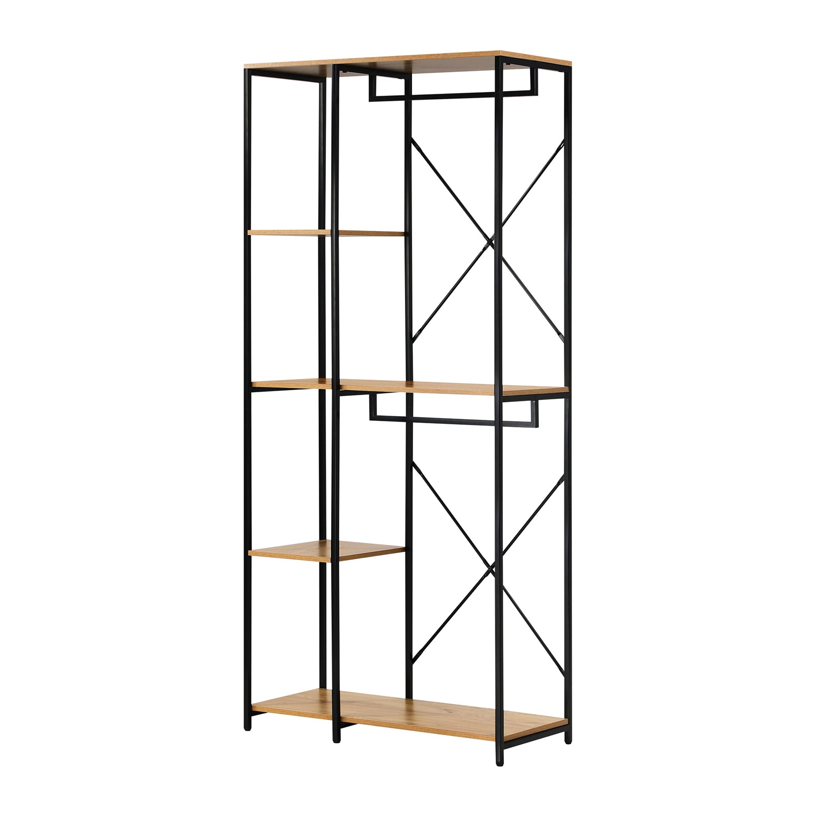 Oikiture Clothes Rack Large Open Wardrobe Garment Coat Hanging Rail 5 shelves - Sunyee