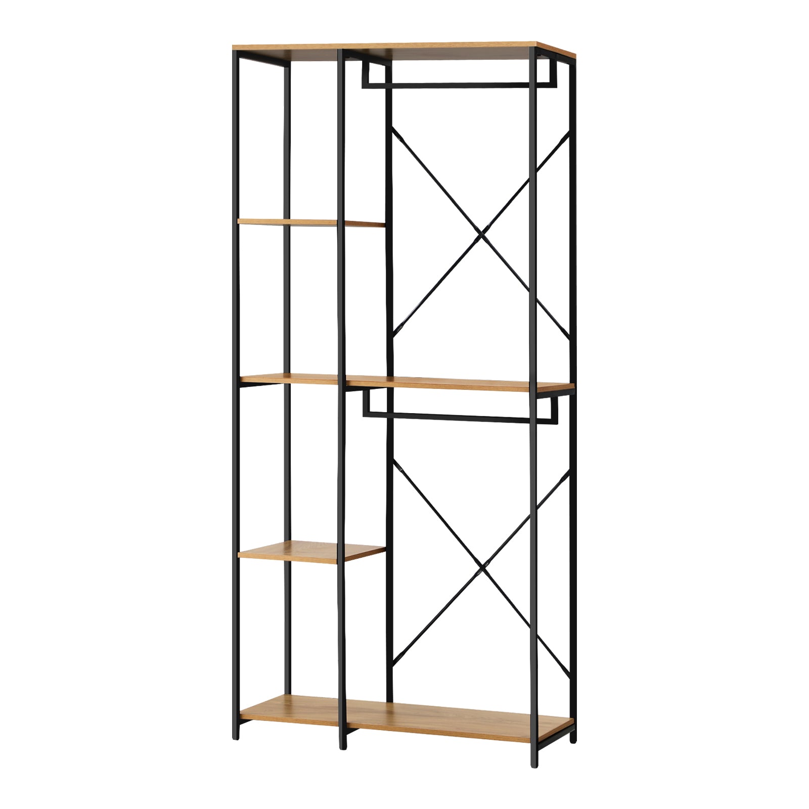 Oikiture Clothes Rack Large Open Wardrobe Garment Coat Hanging Rail 5 shelves - Sunyee