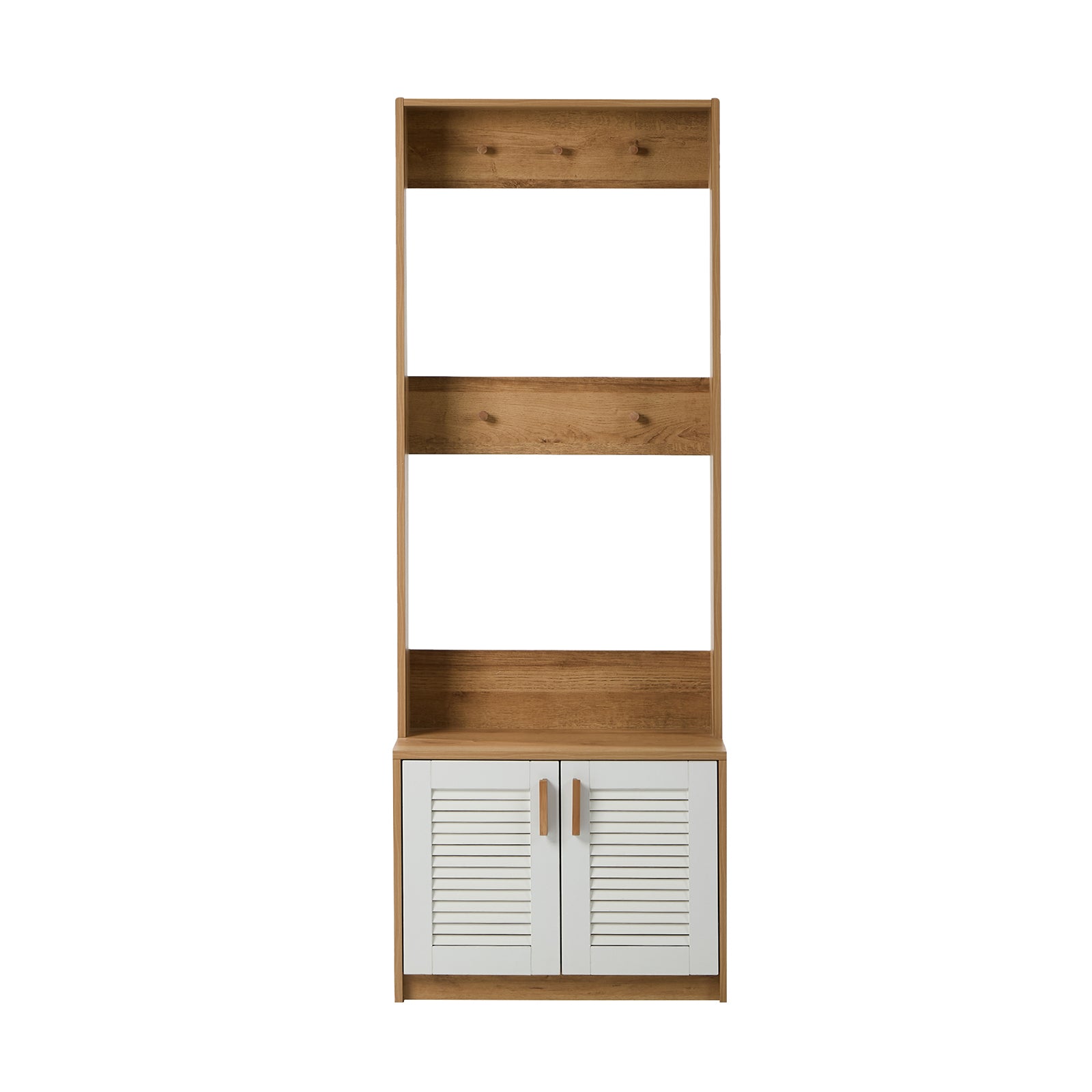 Oikiture Hall Tree Wardrobe Shelf Bench Coat Rack Entryway Storage Natural