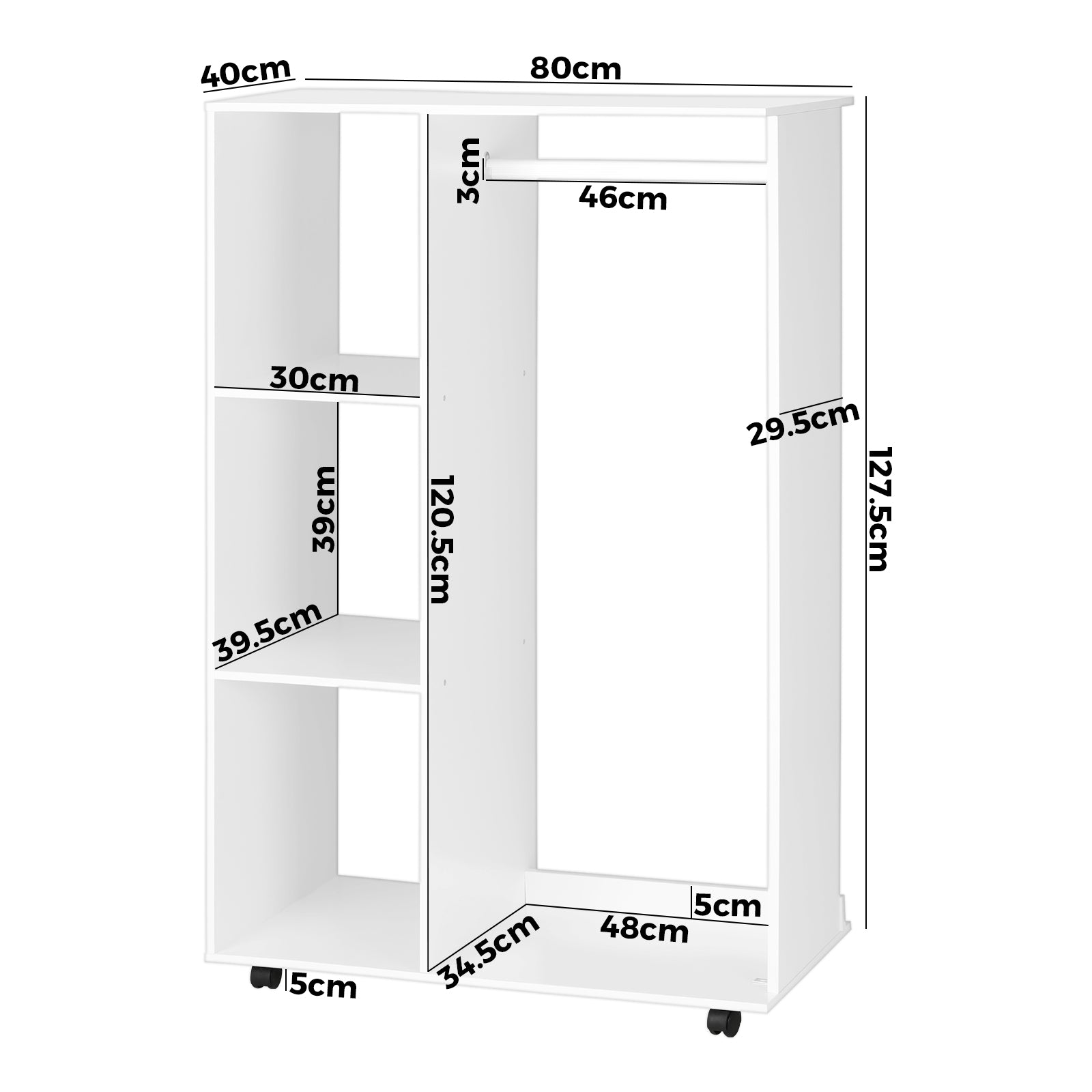 Oikiture Portable Wardrobe Storage Shelves Organizer Clothes Rack Hanging - Sunyee