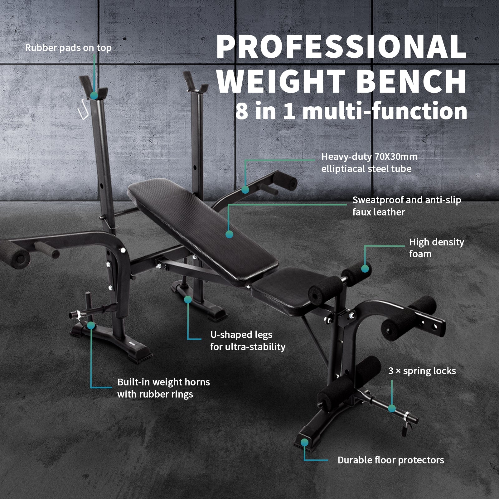Finex Weight Bench 8-in-1 Press Multi-Station - Sunyee