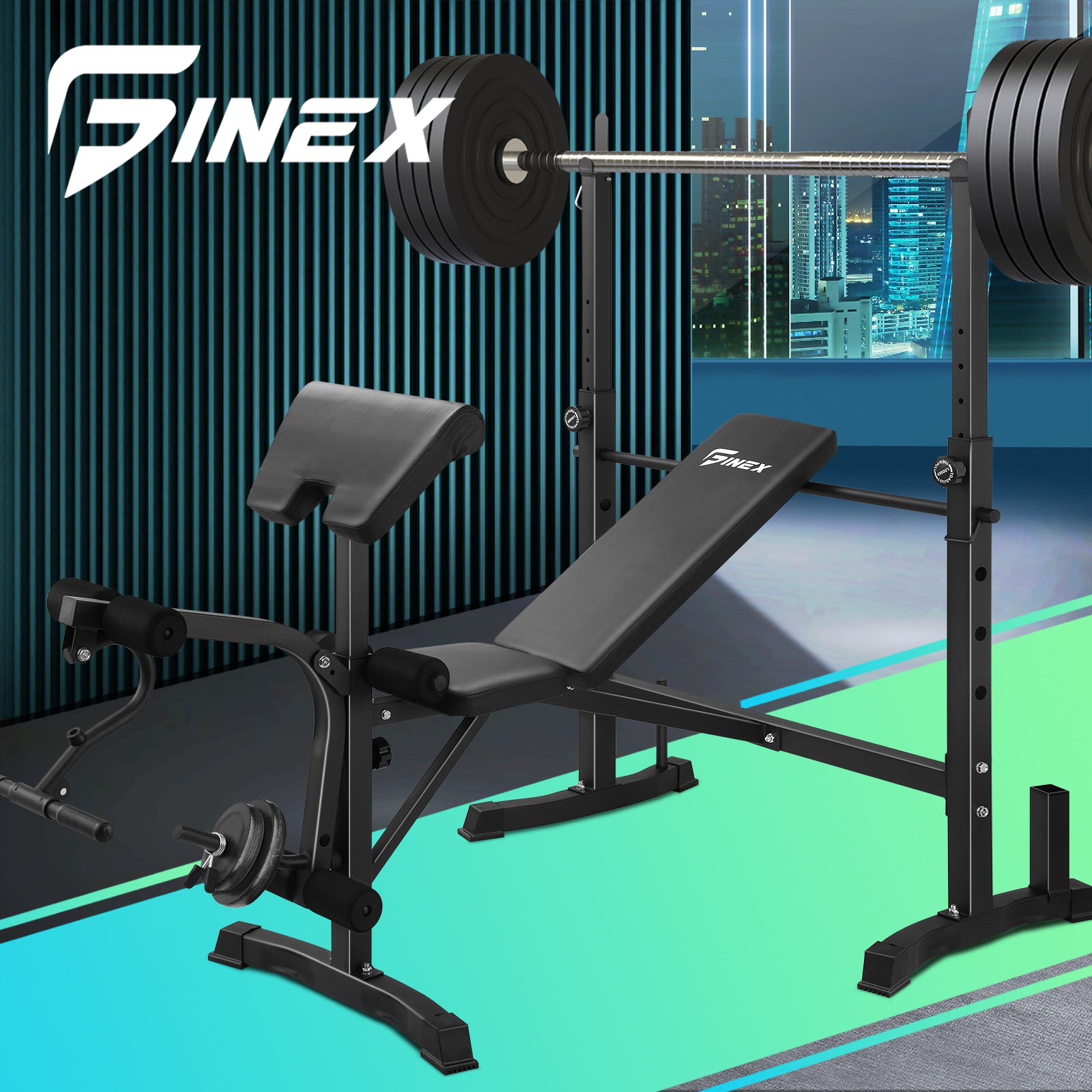 Finex Bench Press Weight Bench 10in1 Multi-Station Fitness Home Gym Equipment - Sunyee