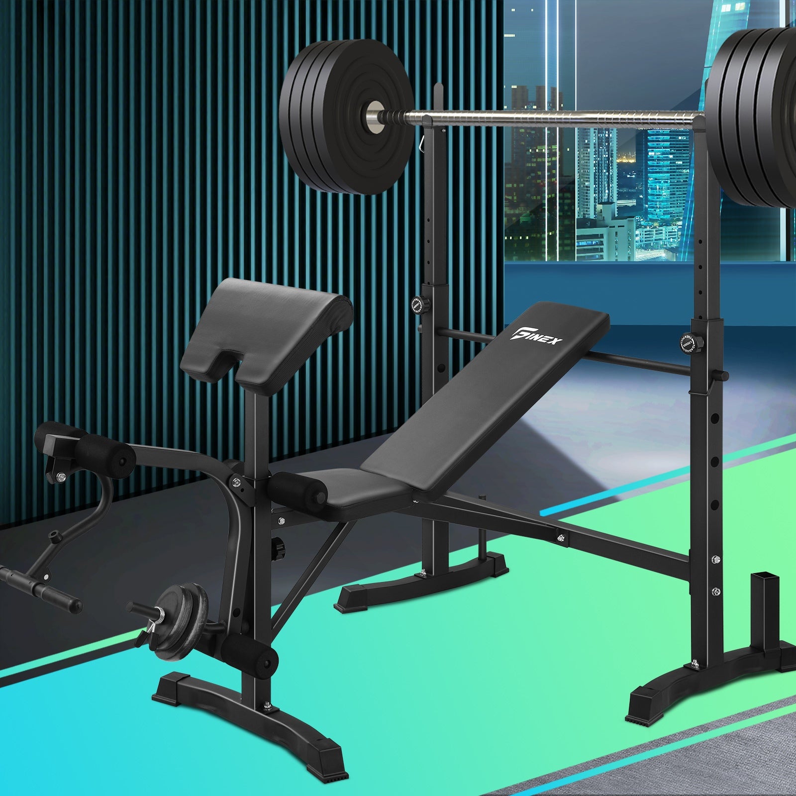 Finex Bench Press Weight Bench 10in1 Multi-Station Fitness Home Gym Equipment - Sunyee