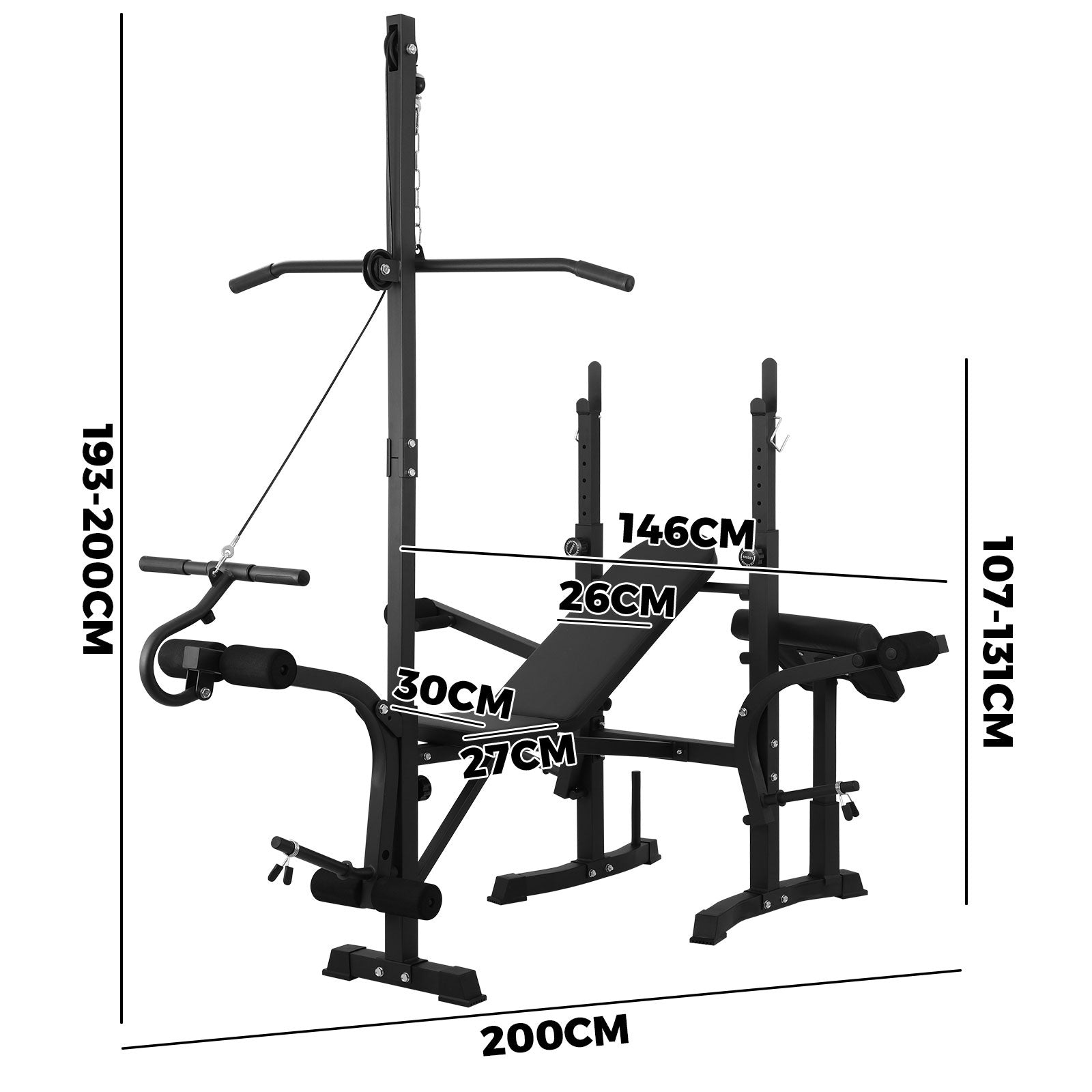 Finex Bench Press Weight Bench Multi-Station Fitness Gym Pulldown Equipment - Sunyee