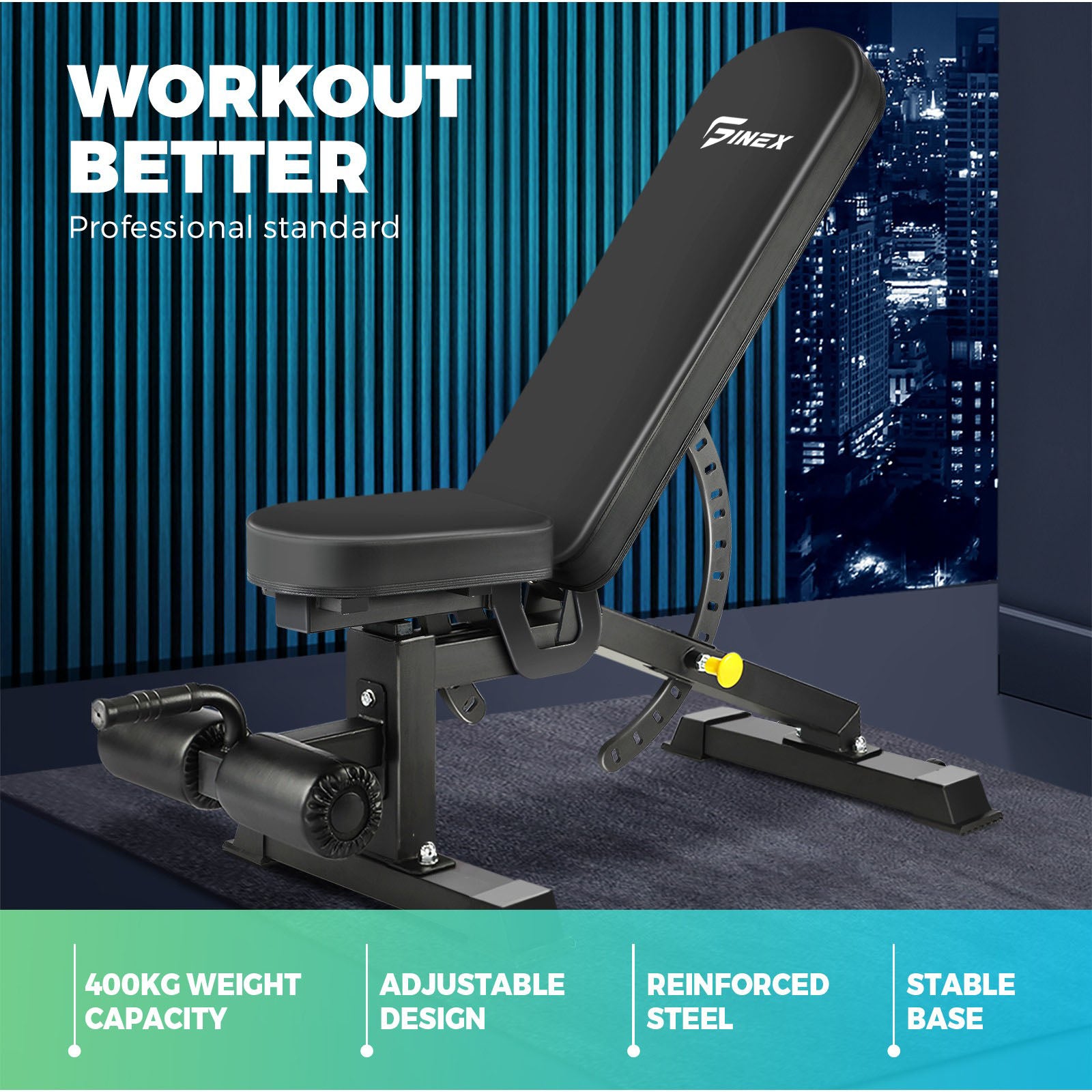 Finex Weight Bench Press Adjustable FID Bench Press Flat Incline Decline Bench - Sunyee