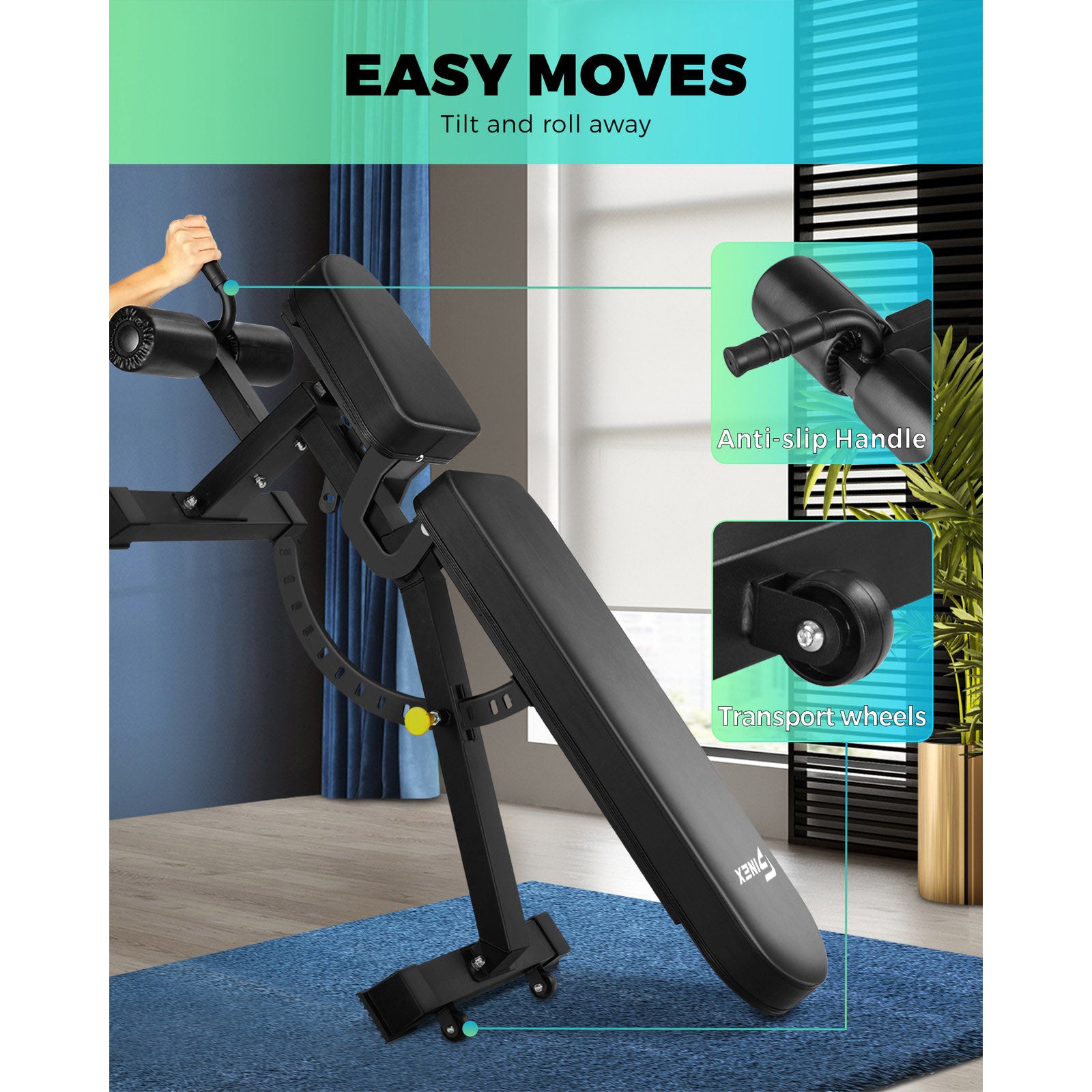 Finex Weight Bench Press Adjustable FID Bench Press Flat Incline Decline Bench - Sunyee