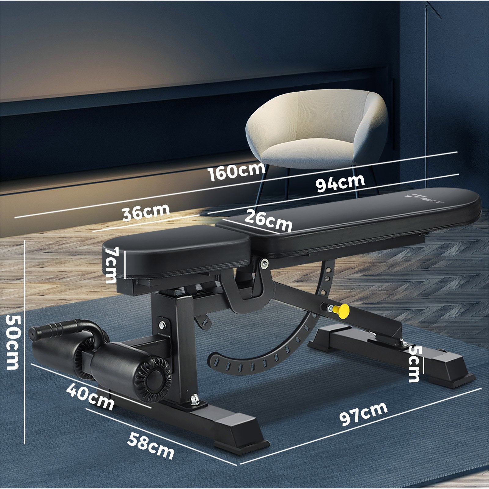 Finex Weight Bench Press Adjustable FID Bench Press Flat Incline Decline Bench - Sunyee