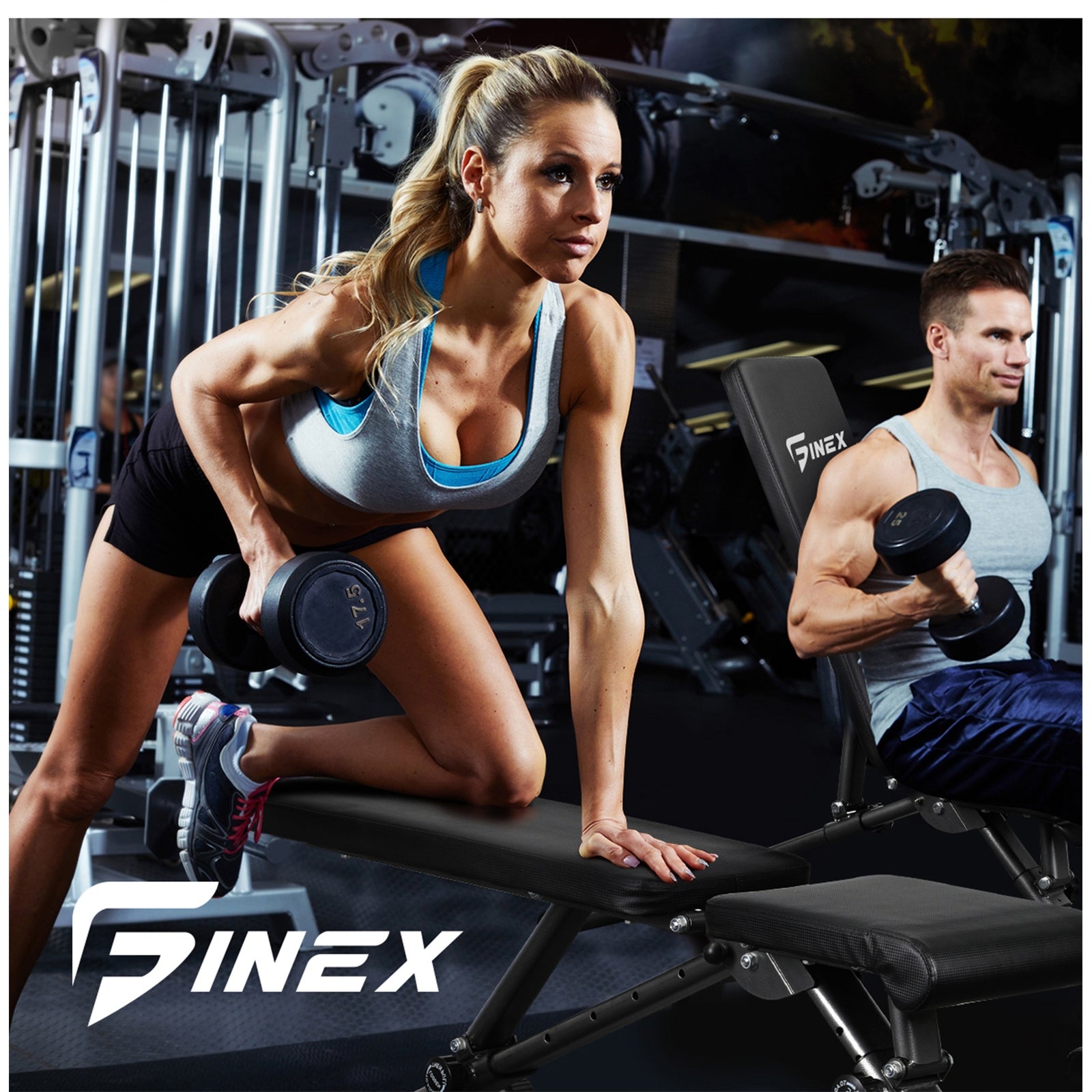 Finex Bench Press Weight Bench FID Sit-up Bench Power Tower Roman Chair Multi-S - Sunyee