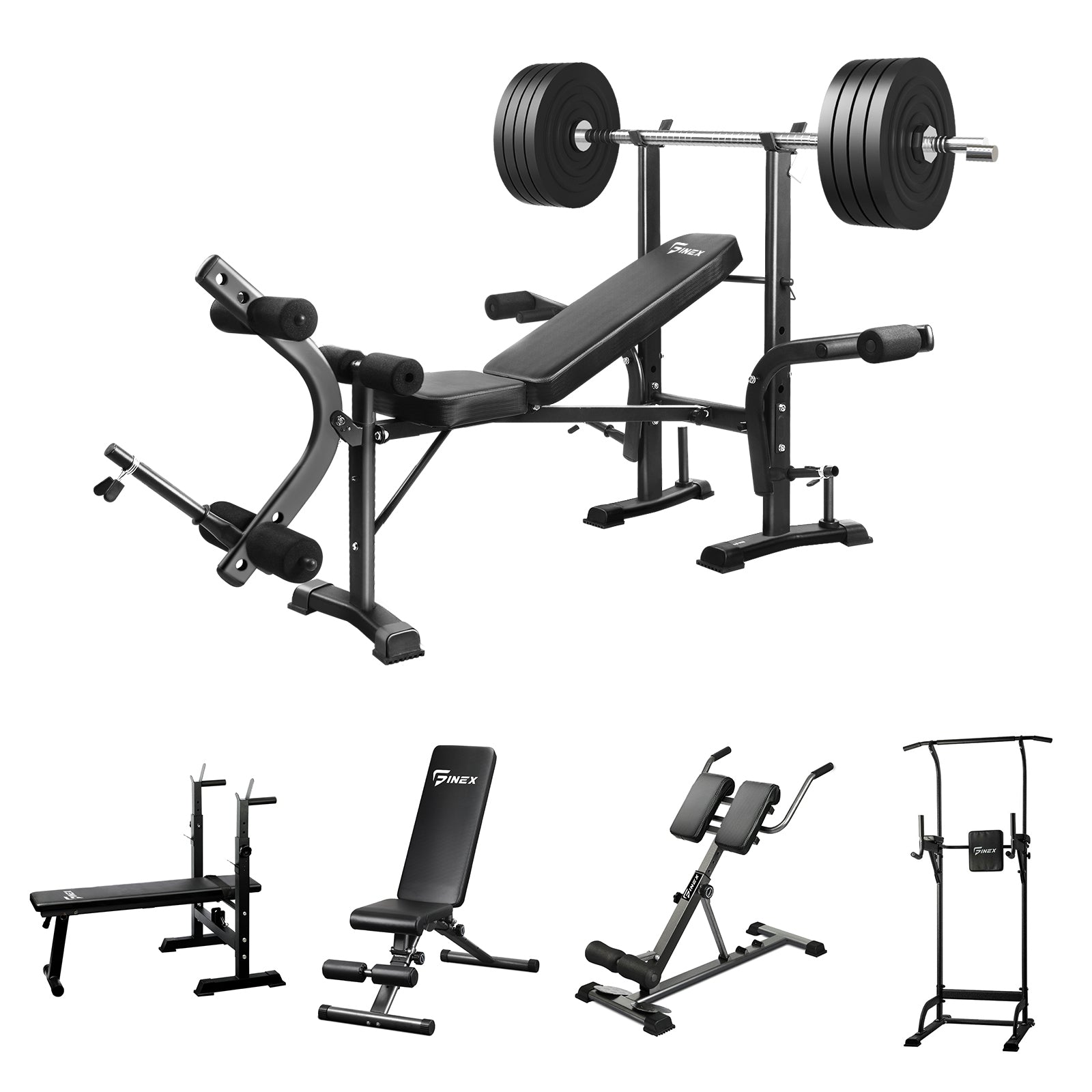 Finex Bench Press Weight Bench Sit-up Power Tower Roman Chair Multi-Station - Sunyee